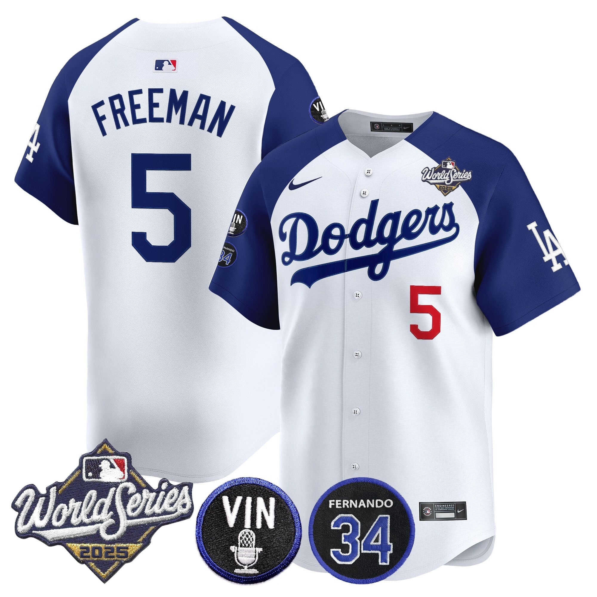 Men’s 2025 World Series Vapor Premier Limited Jersey – Vin Scully & Fernando Patch