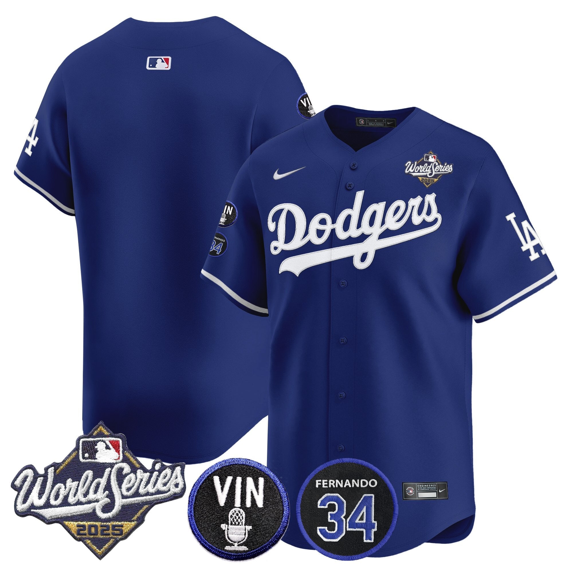 Men’s 2025 World Series Vapor Premier Limited Jersey – Vin Scully & Fernando Patch