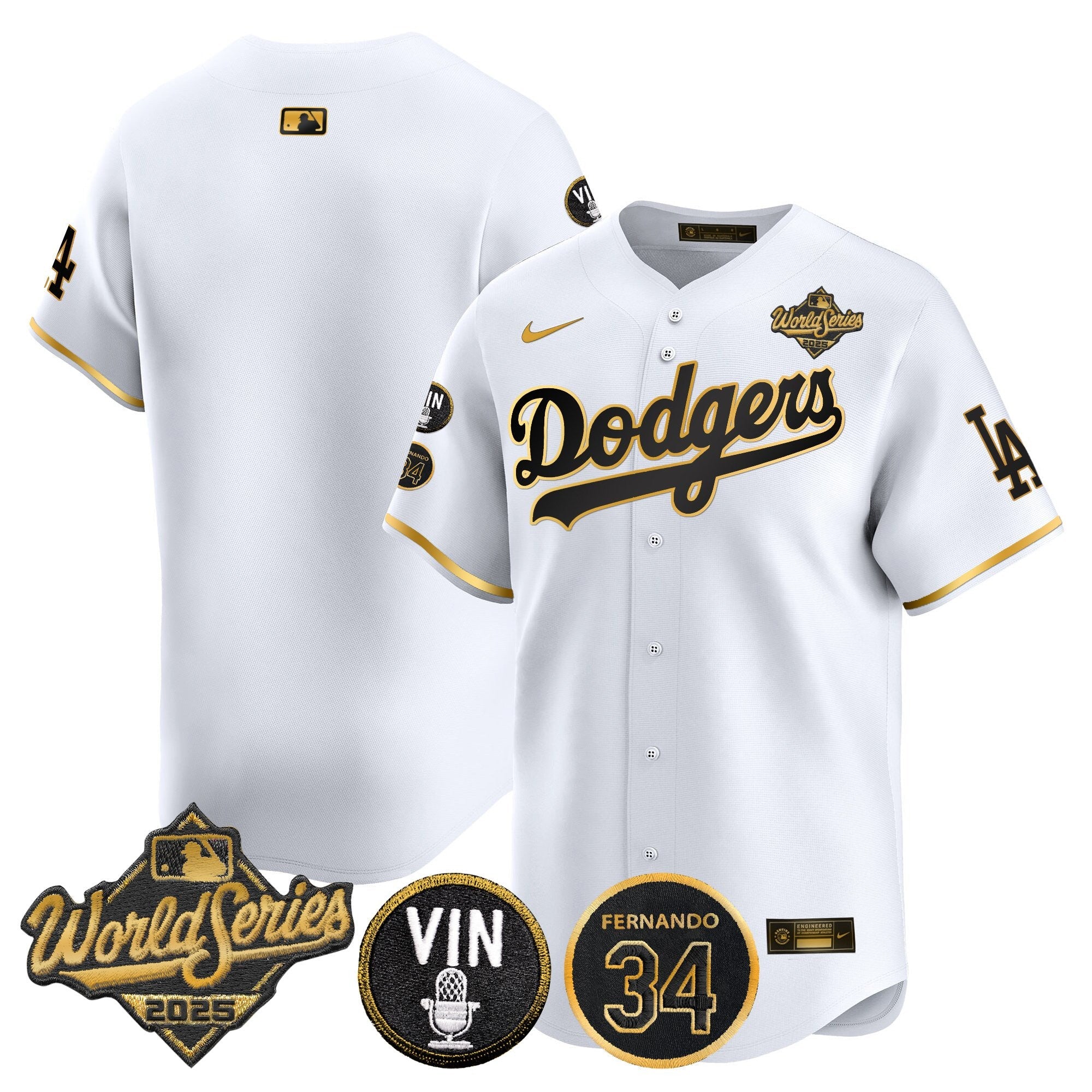 Men’s 2025 World Series Vapor Premier Limited Jersey – Vin Scully & Fernando Patch