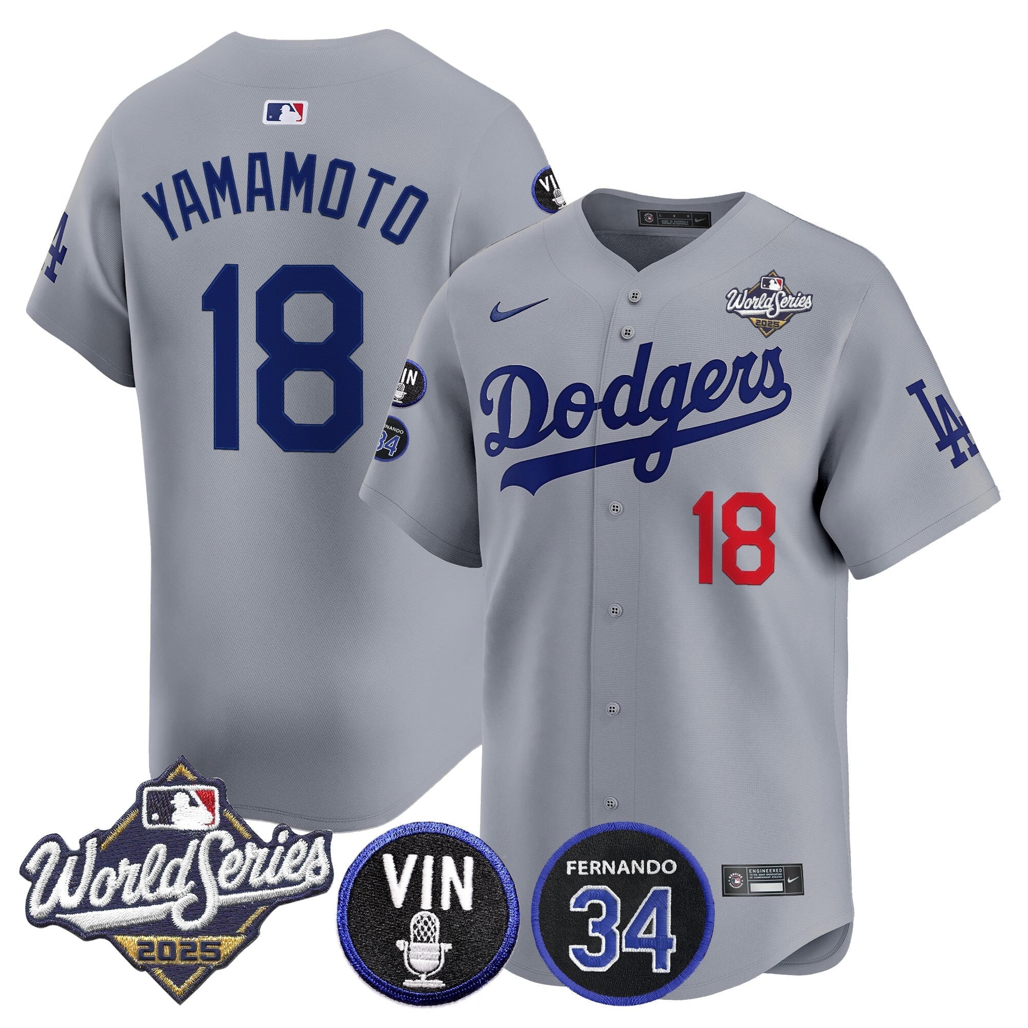 Men’s 2025 World Series Vapor Premier Limited Jersey – Vin Scully & Fernando Patch