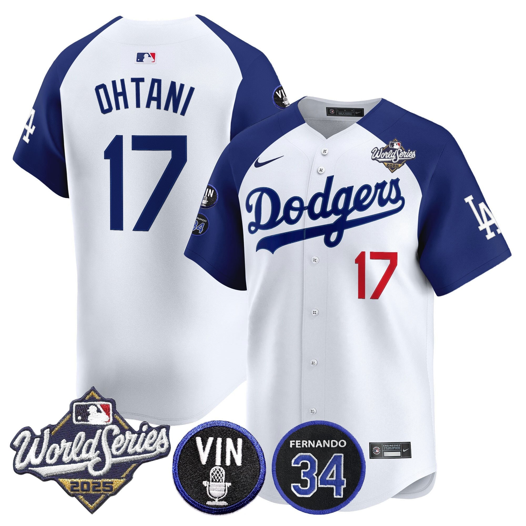 Men’s 2025 World Series Vapor Premier Limited Jersey – Vin Scully & Fernando Patch
