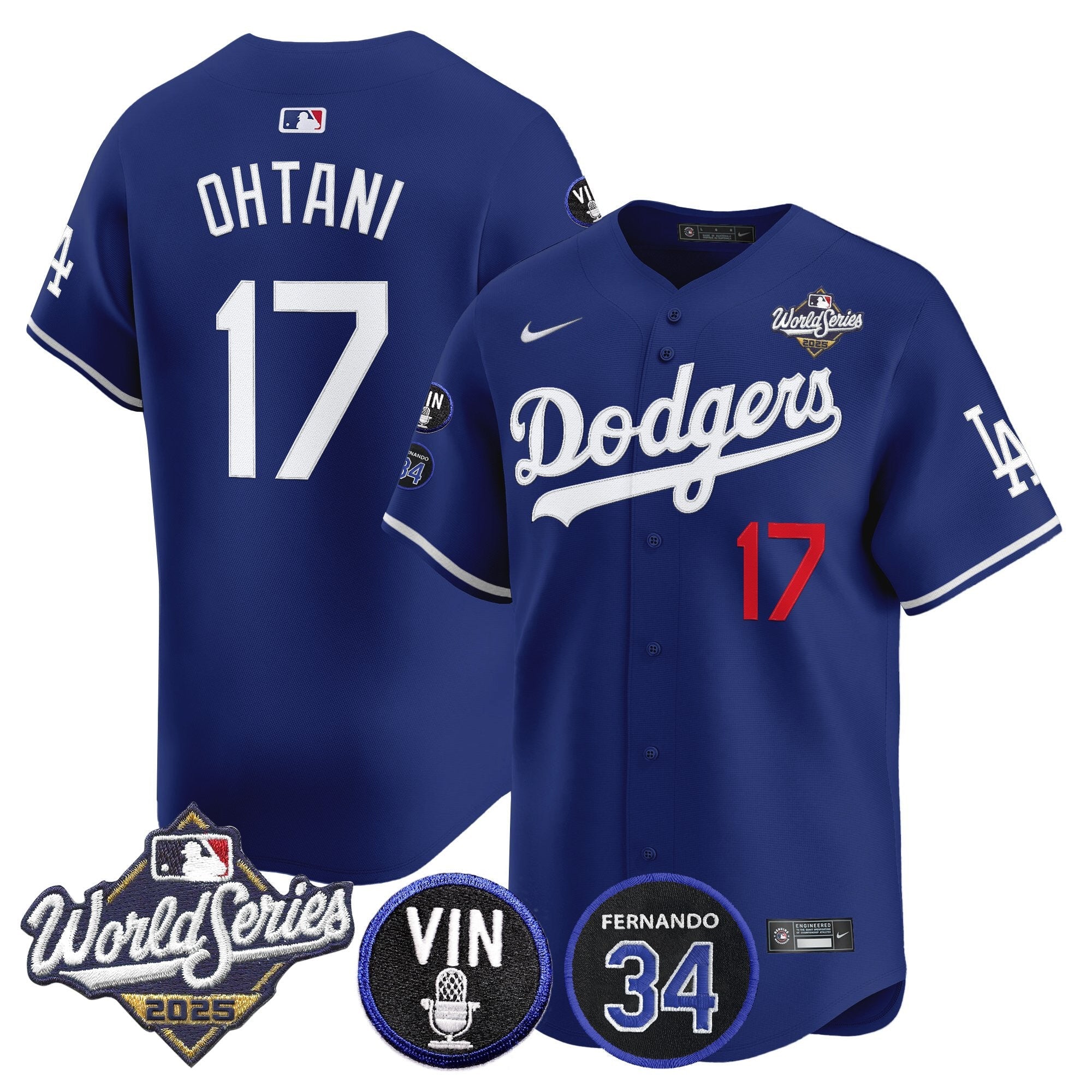 Men’s 2025 World Series Vapor Premier Limited Jersey – Vin Scully & Fernando Patch