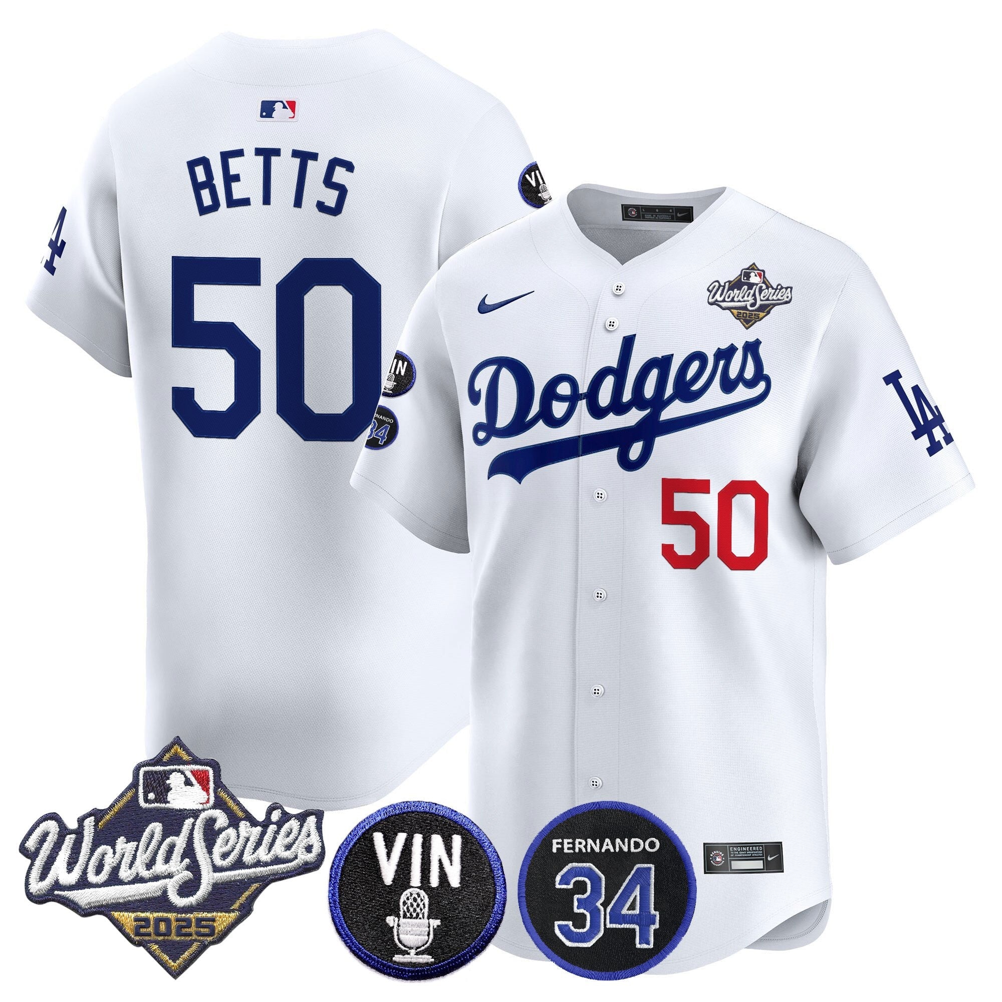 Men’s 2025 World Series Vapor Premier Limited Jersey – Vin Scully & Fernando Patch