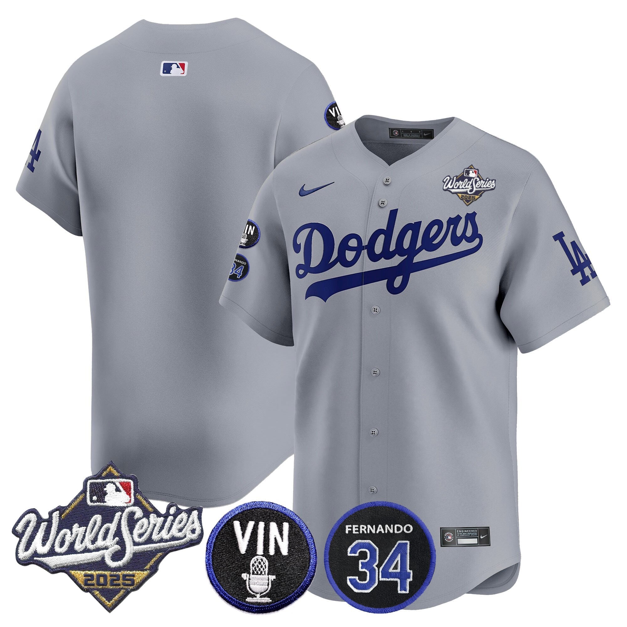 Men’s 2025 World Series Vapor Premier Limited Jersey – Vin Scully & Fernando Patch