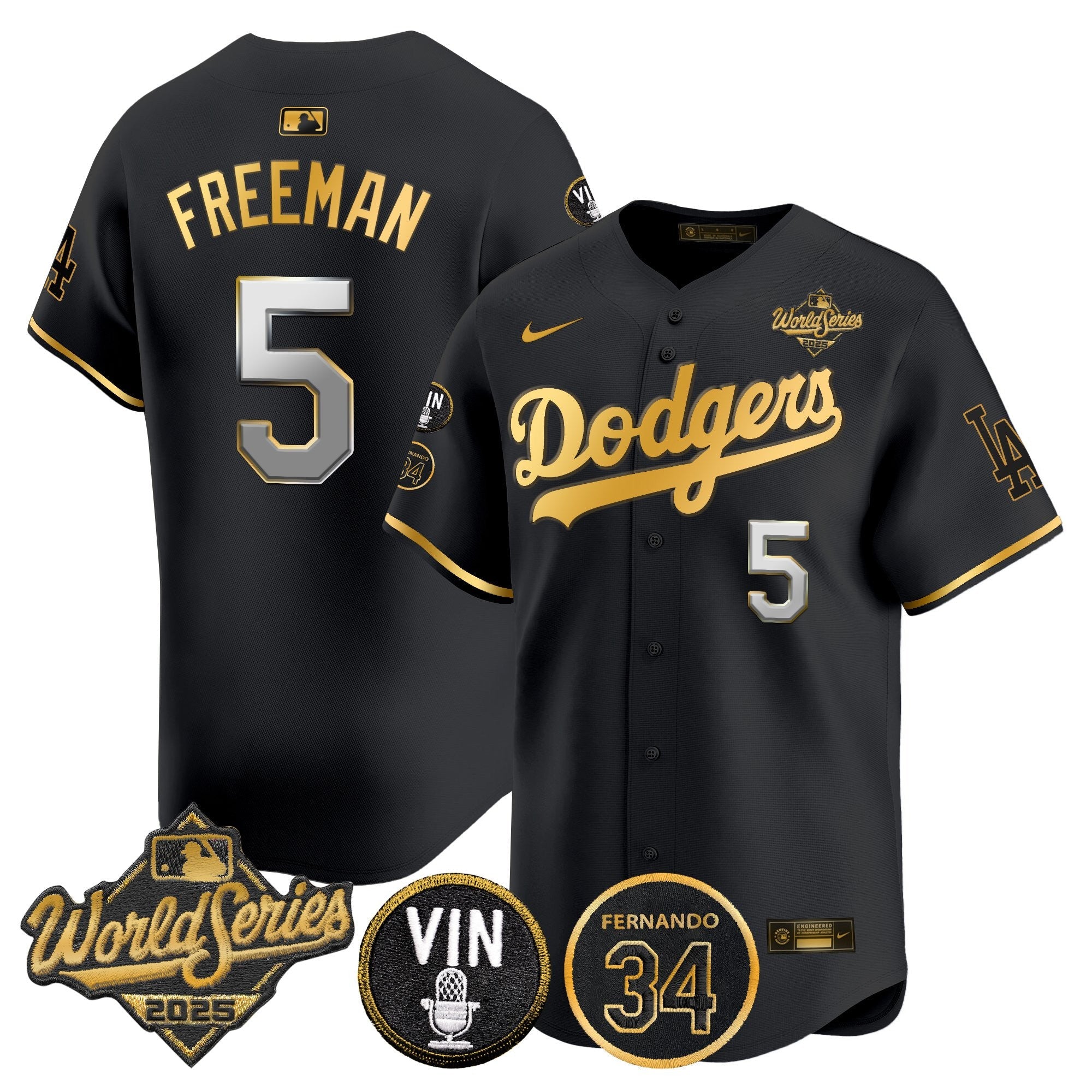 Men’s 2025 World Series Vapor Premier Limited Jersey – Vin Scully & Fernando Patch
