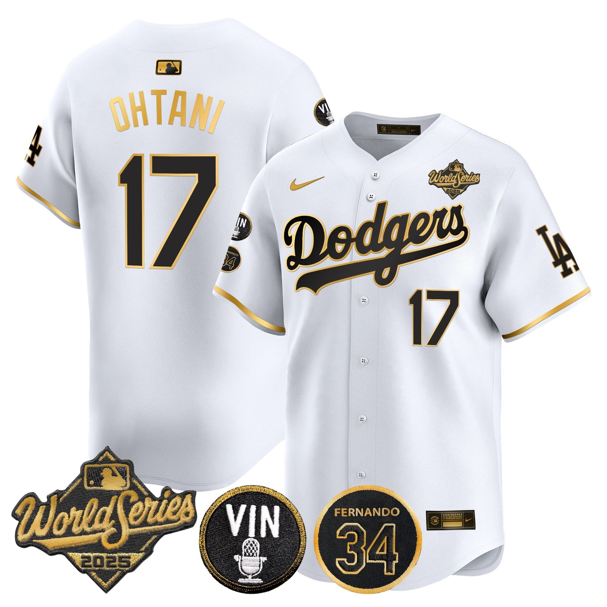 Men’s 2025 World Series Vapor Premier Limited Jersey – Vin Scully & Fernando Patch