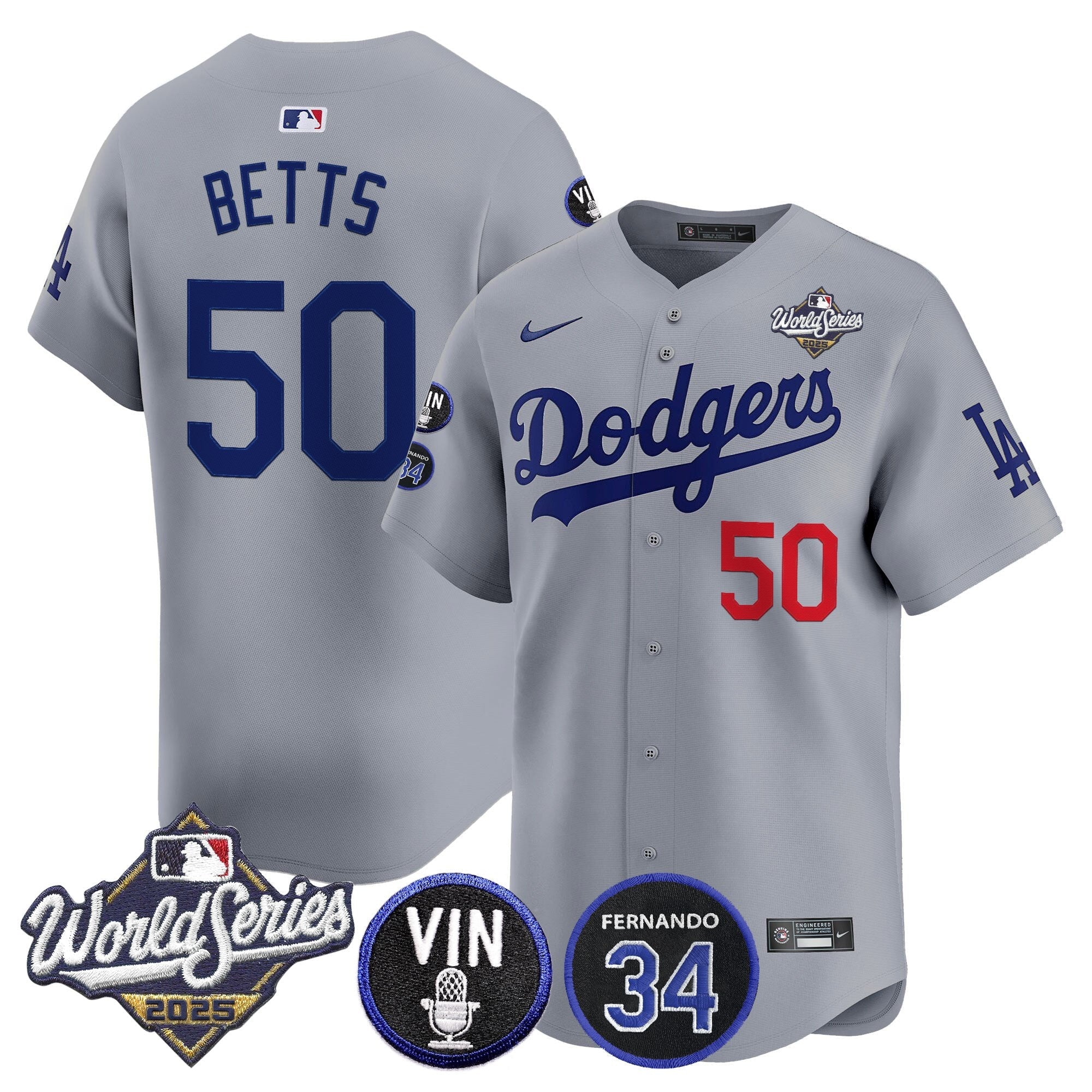 Men’s 2025 World Series Vapor Premier Limited Jersey – Vin Scully & Fernando Patch