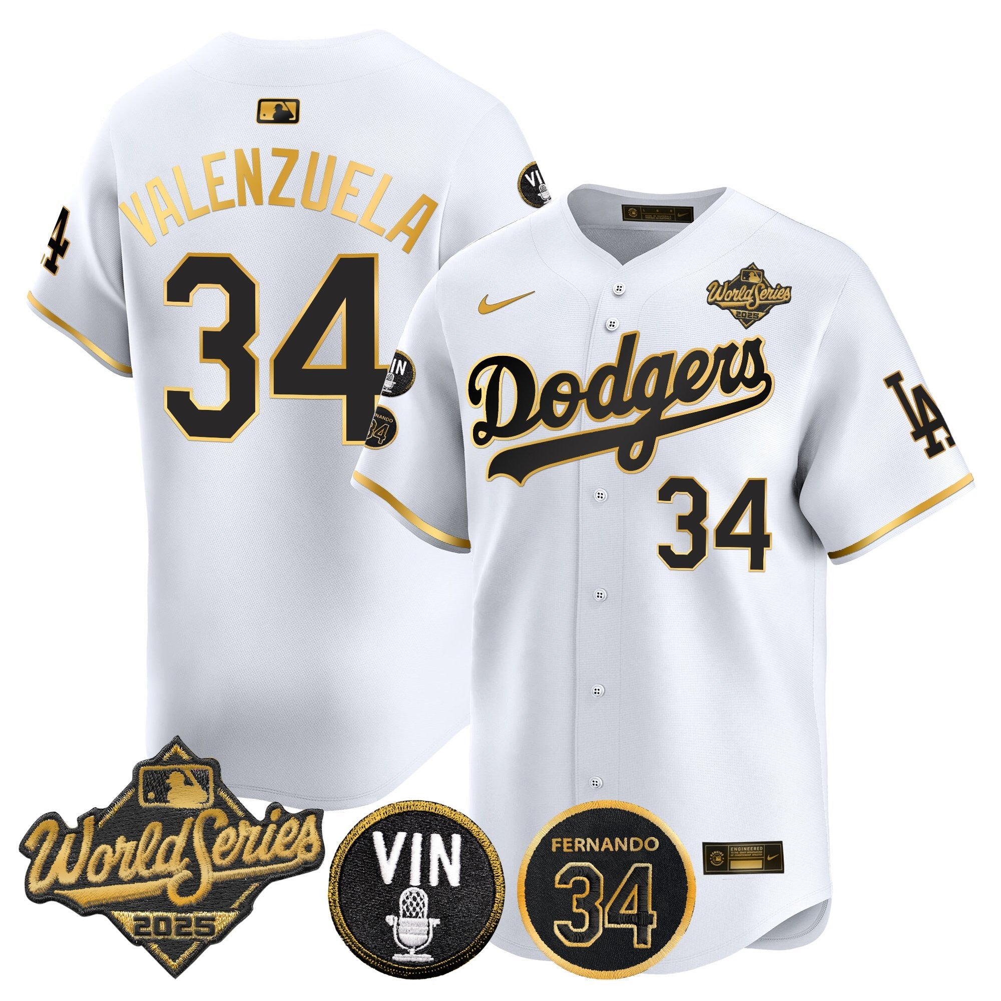Men’s 2025 World Series Vapor Premier Limited Jersey – Vin Scully & Fernando Patch