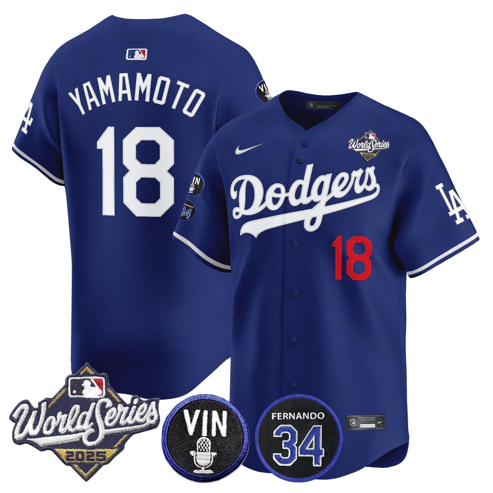 Men’s 2025 World Series Vapor Premier Limited Jersey – Vin Scully & Fernando Patch