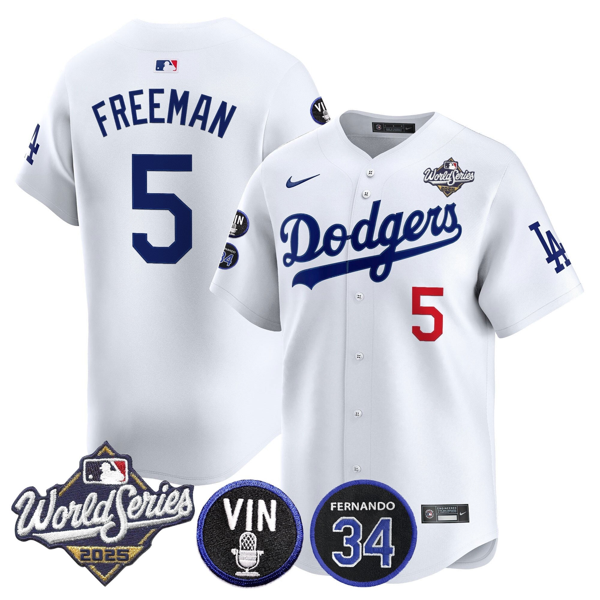 Men’s 2025 World Series Vapor Premier Limited Jersey – Vin Scully & Fernando Patch