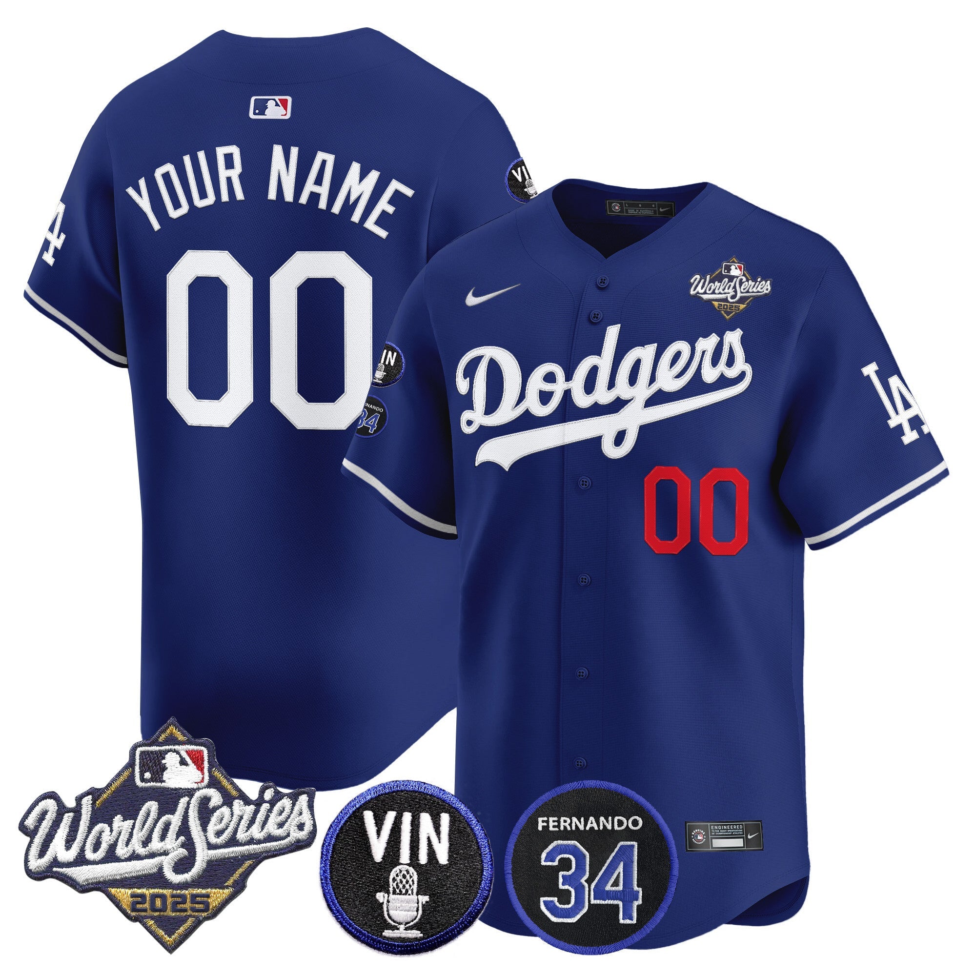 2025 World Series Vapor Premier Limited Custom Jersey – Vin Scully & Fernando Patch