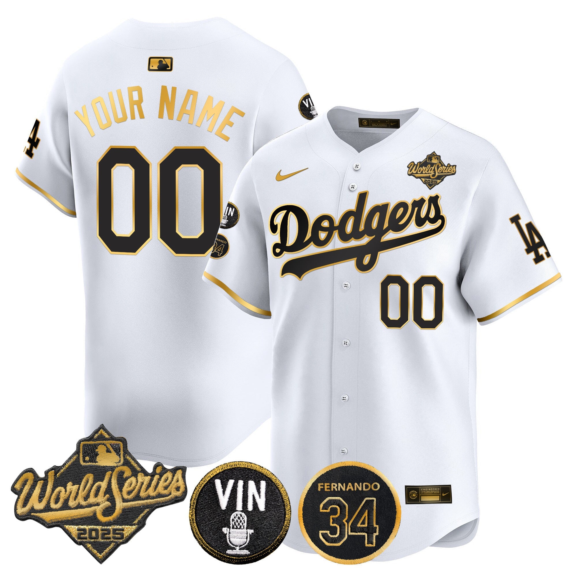2025 World Series Vapor Premier Limited Custom Jersey – Vin Scully & Fernando Patch