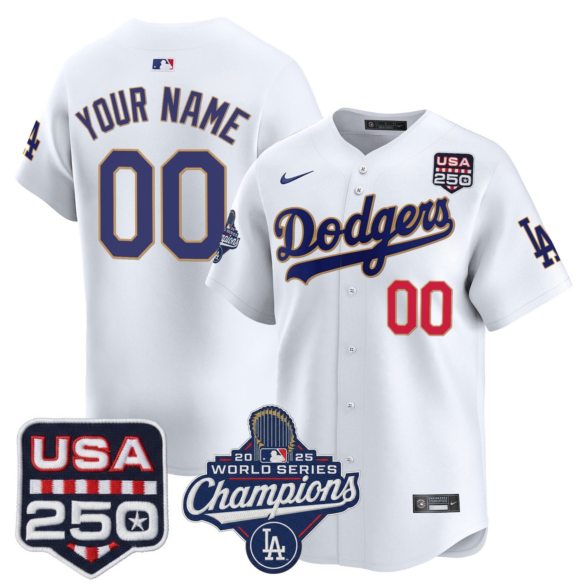 2025 World Series Champions & 250America Patch Vapor Premier Limited Custom Jersey