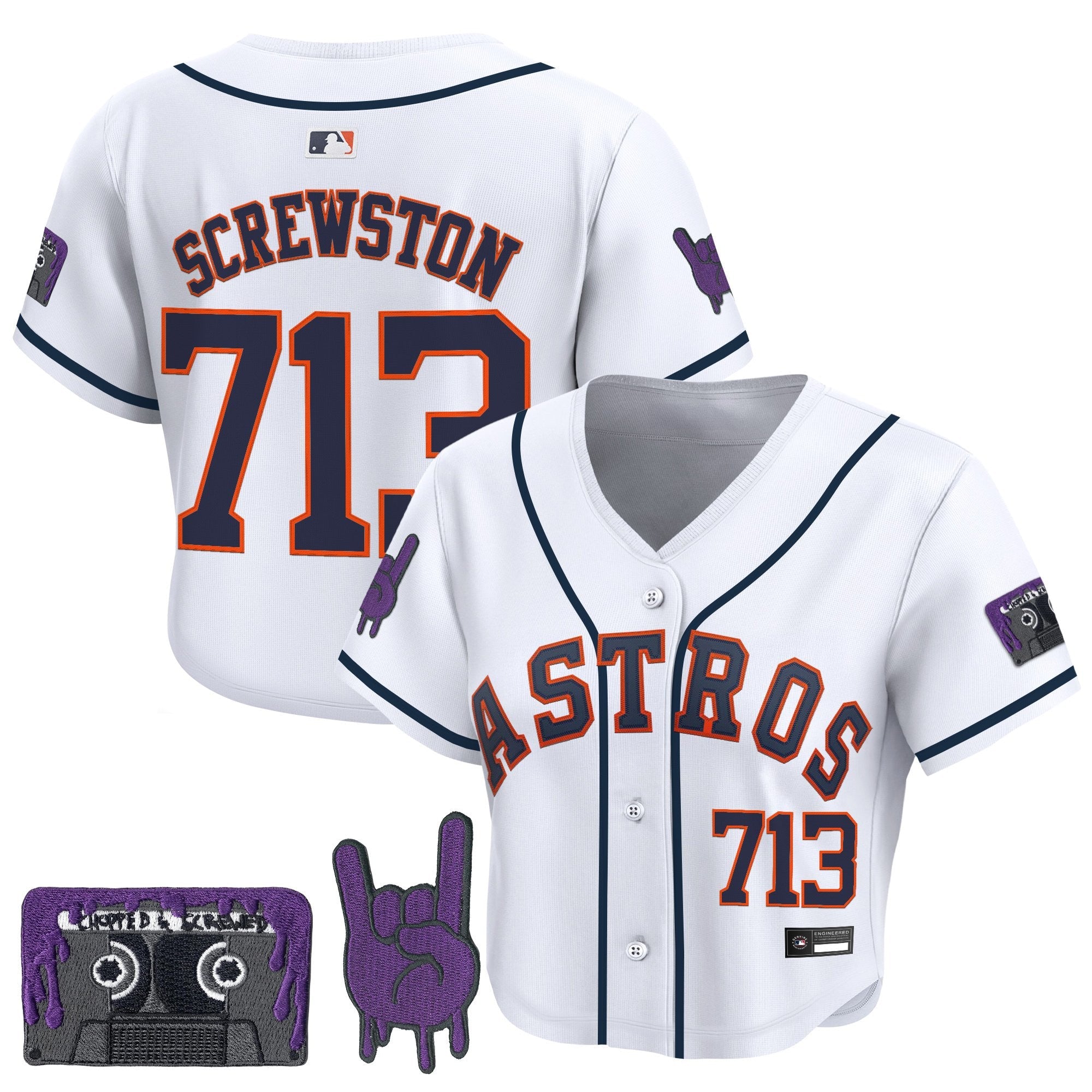 Women’s DJ Screw Patch Crop top Baseball Jersey