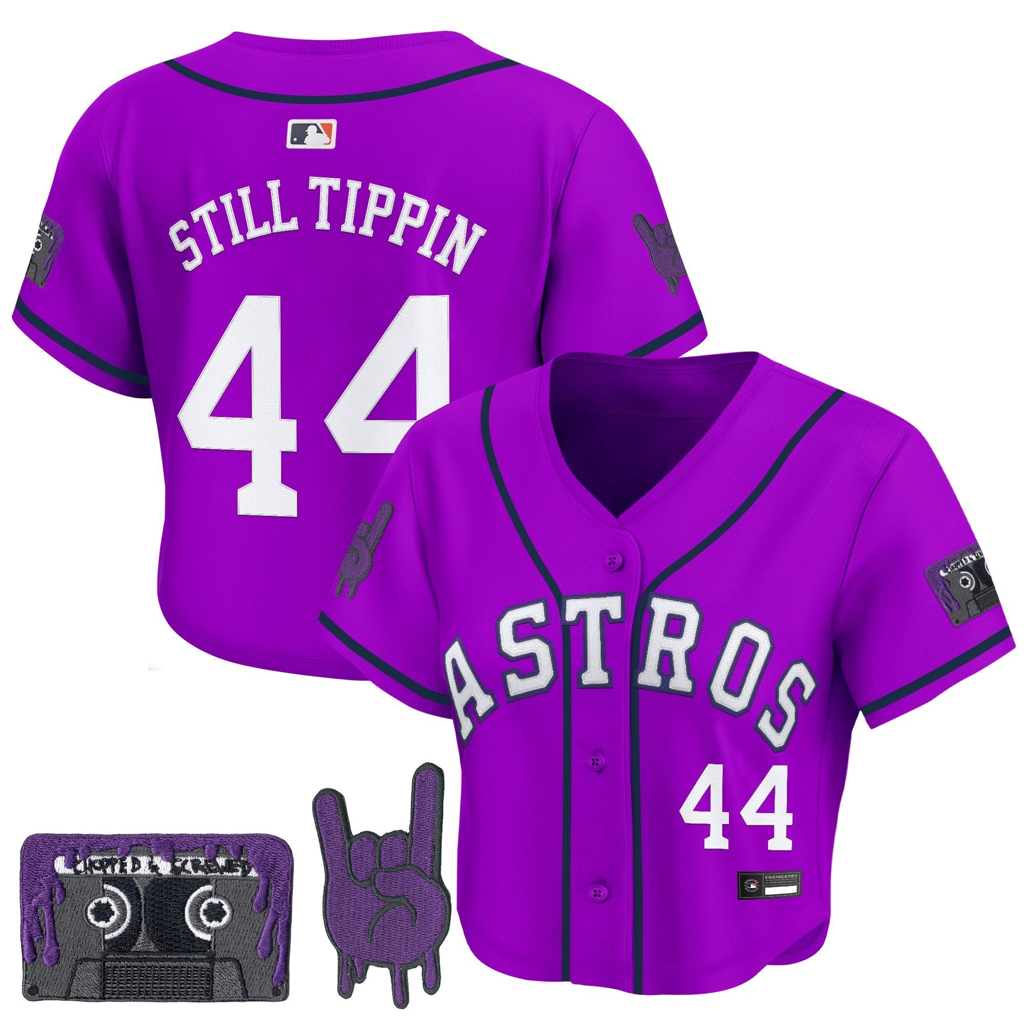 Women’s DJ Screw Patch Crop top Baseball Jersey