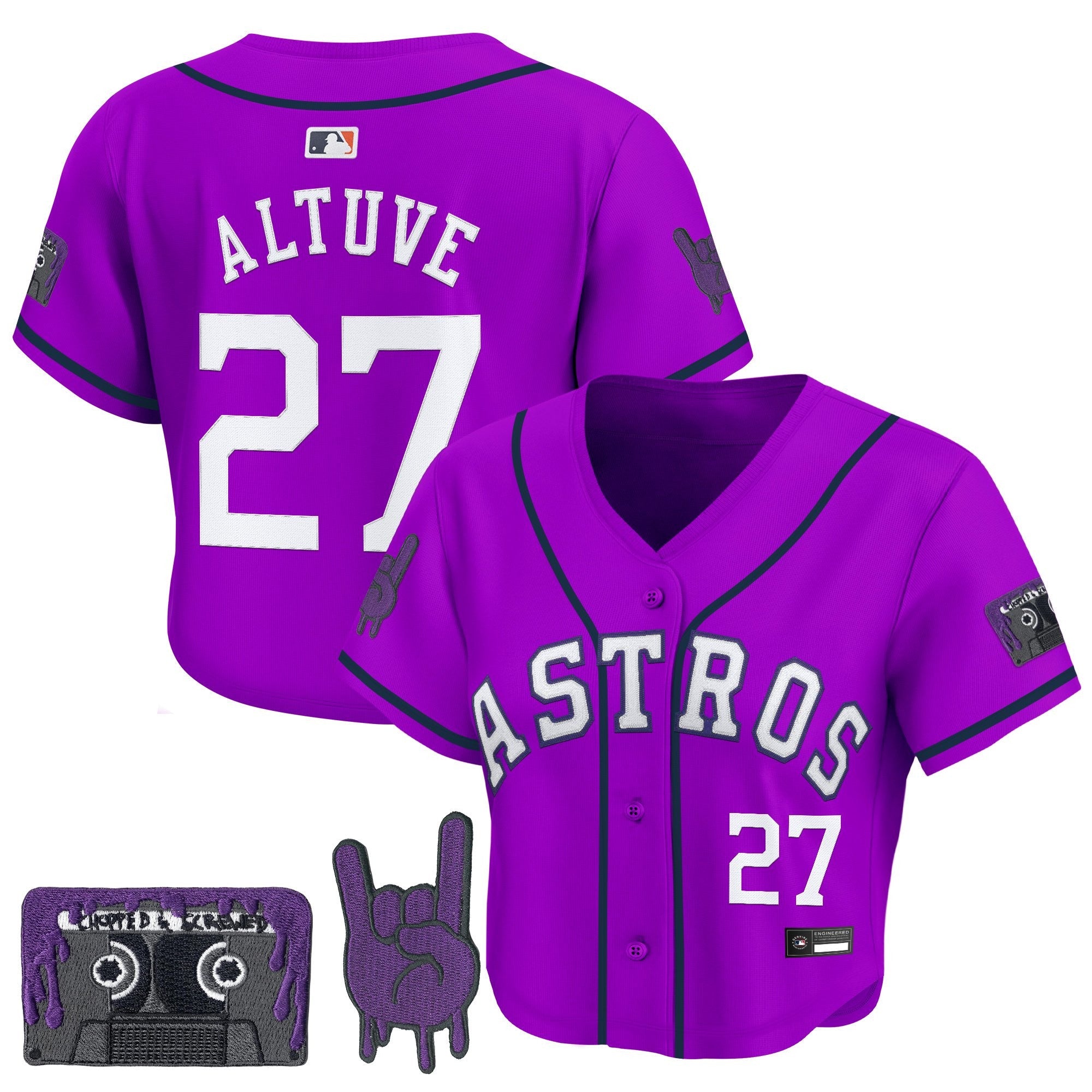 Women’s DJ Screw Patch Crop top Baseball Jersey