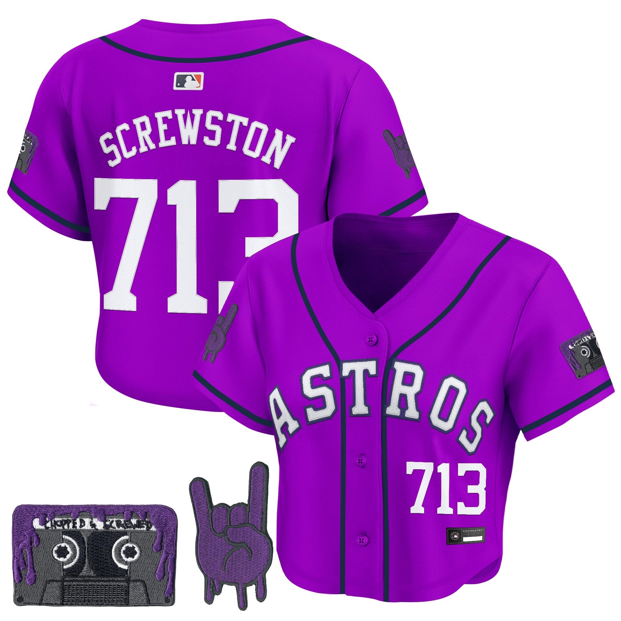 Women’s DJ Screw Patch Crop top Baseball Jersey
