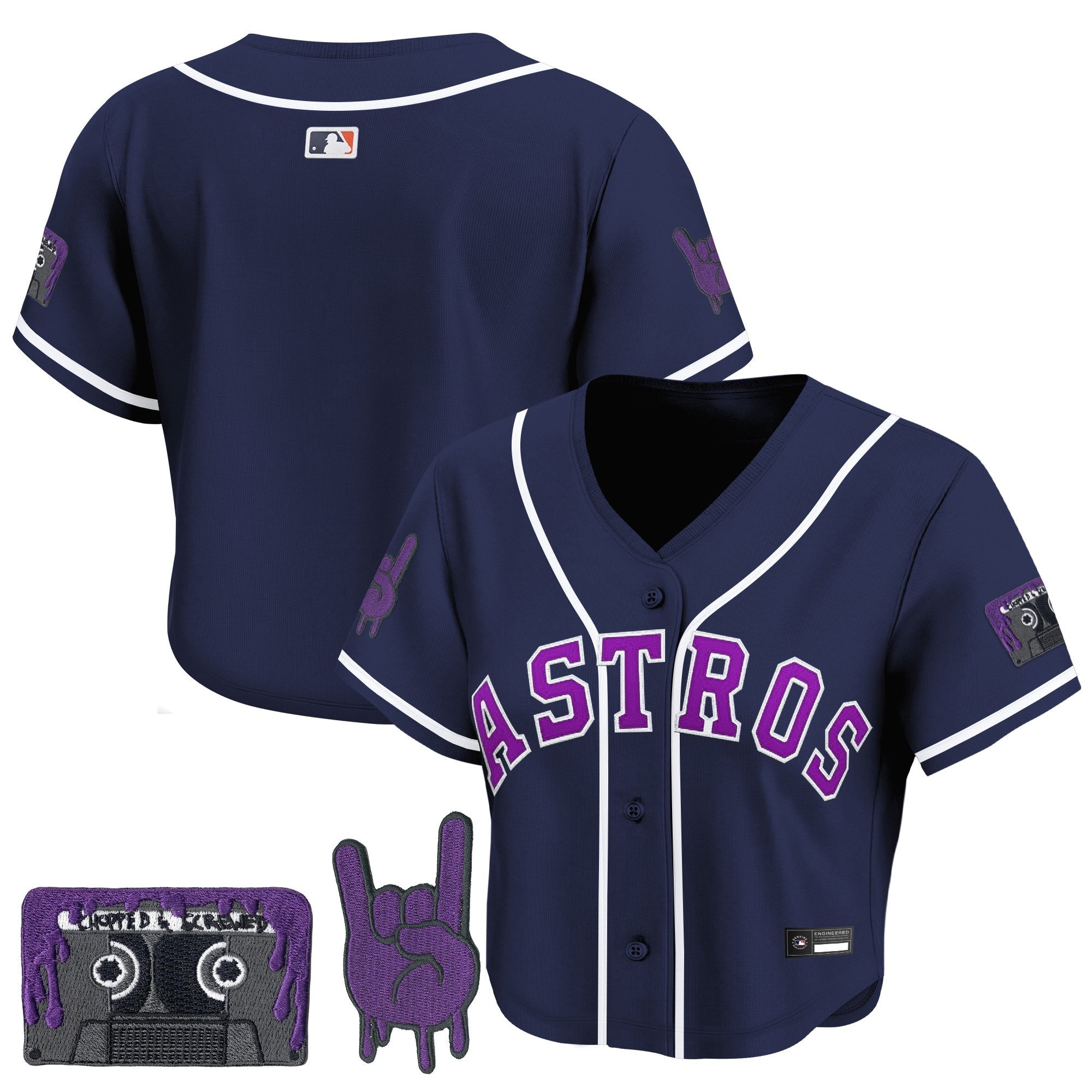 Women’s DJ Screw Patch Crop top Baseball Jersey