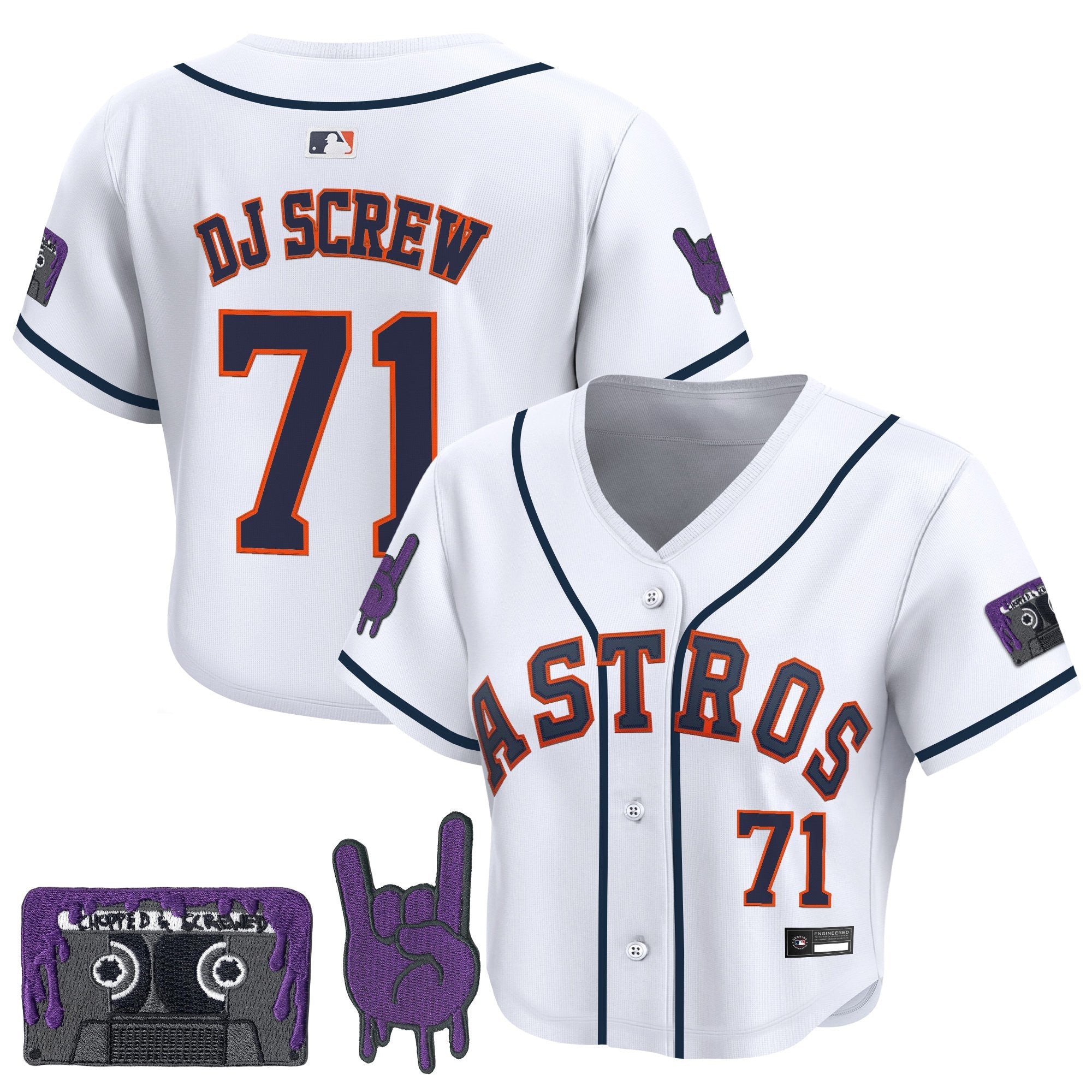 Women’s DJ Screw Patch Crop top Baseball Jersey