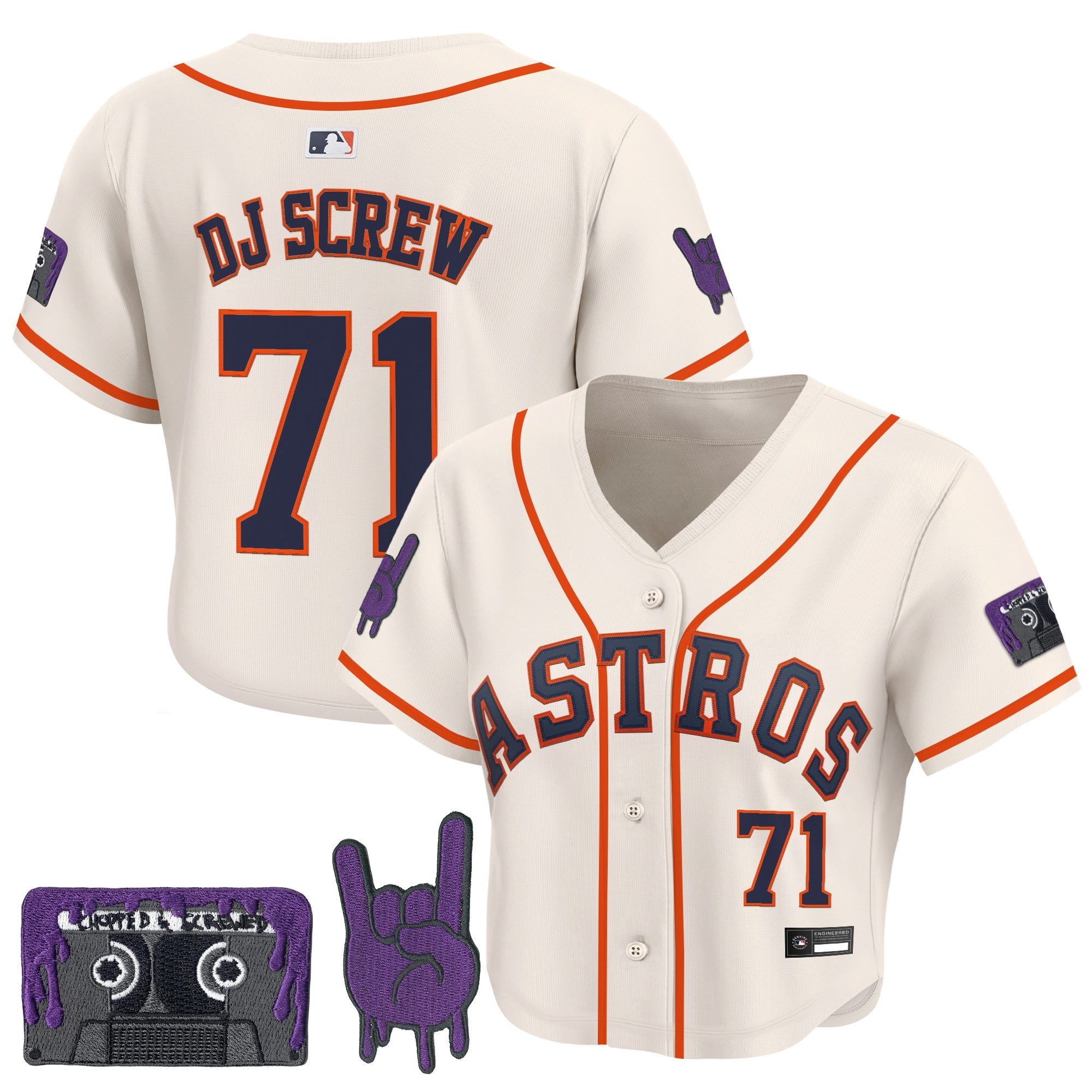 Women’s DJ Screw Patch Crop top Baseball Jersey