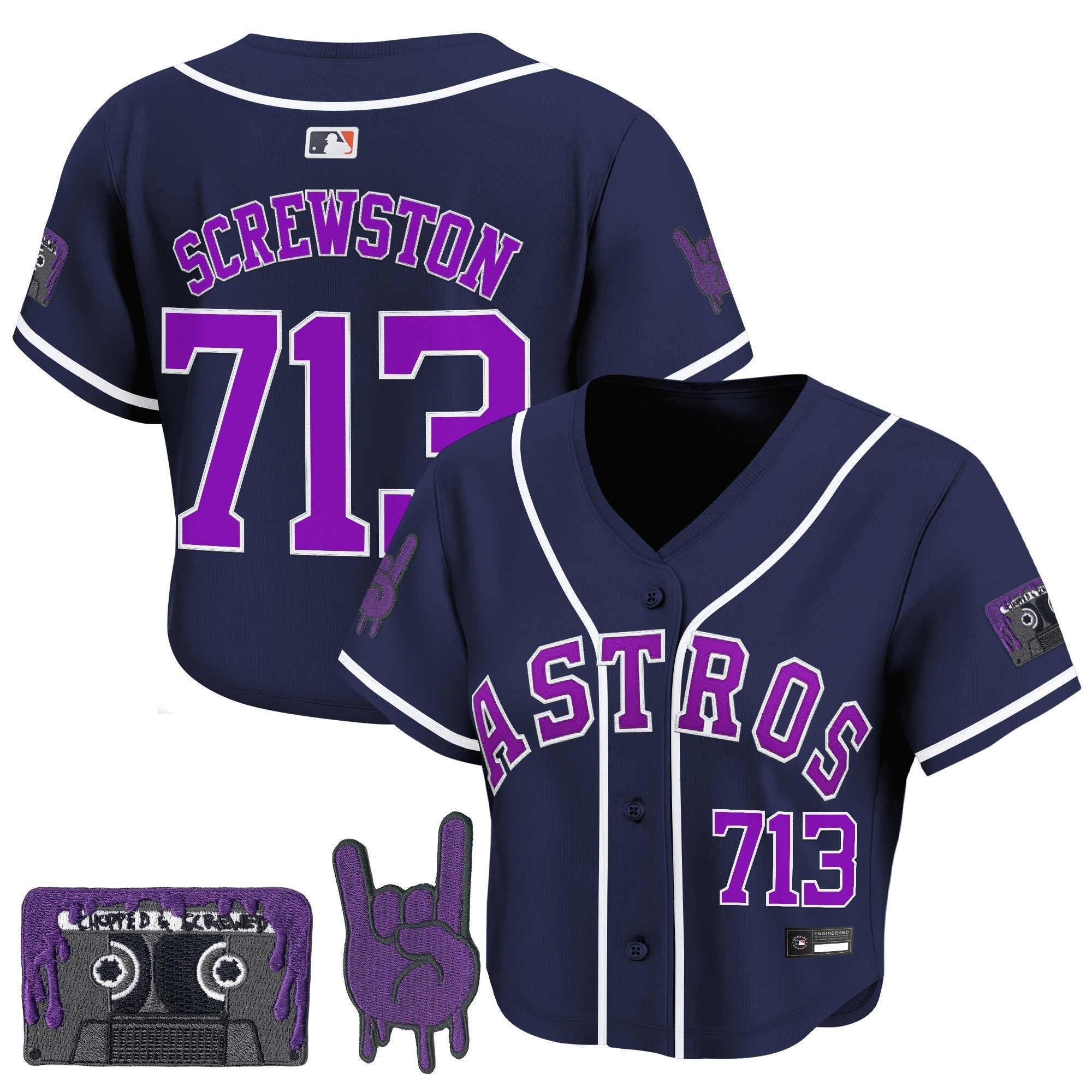 Women’s DJ Screw Patch Crop top Baseball Jersey