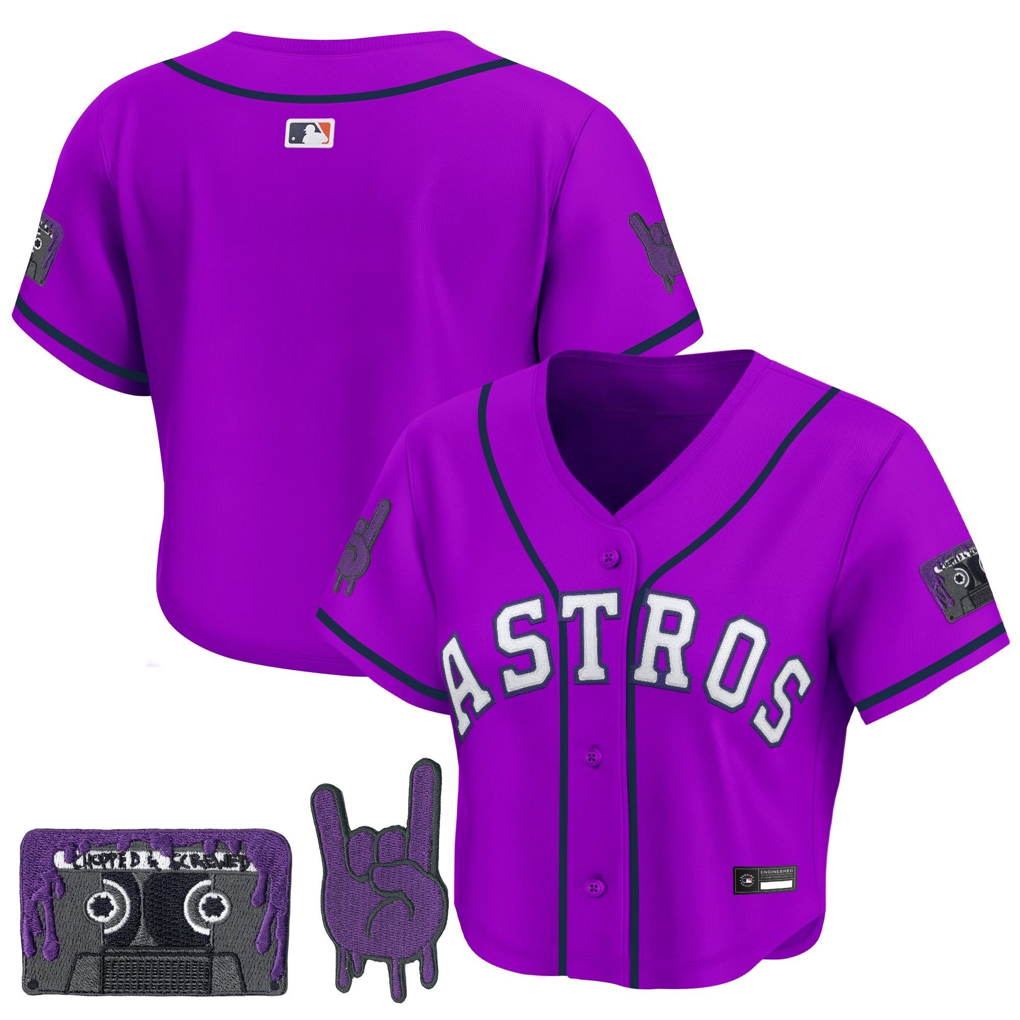 Women’s DJ Screw Patch Crop top Baseball Jersey