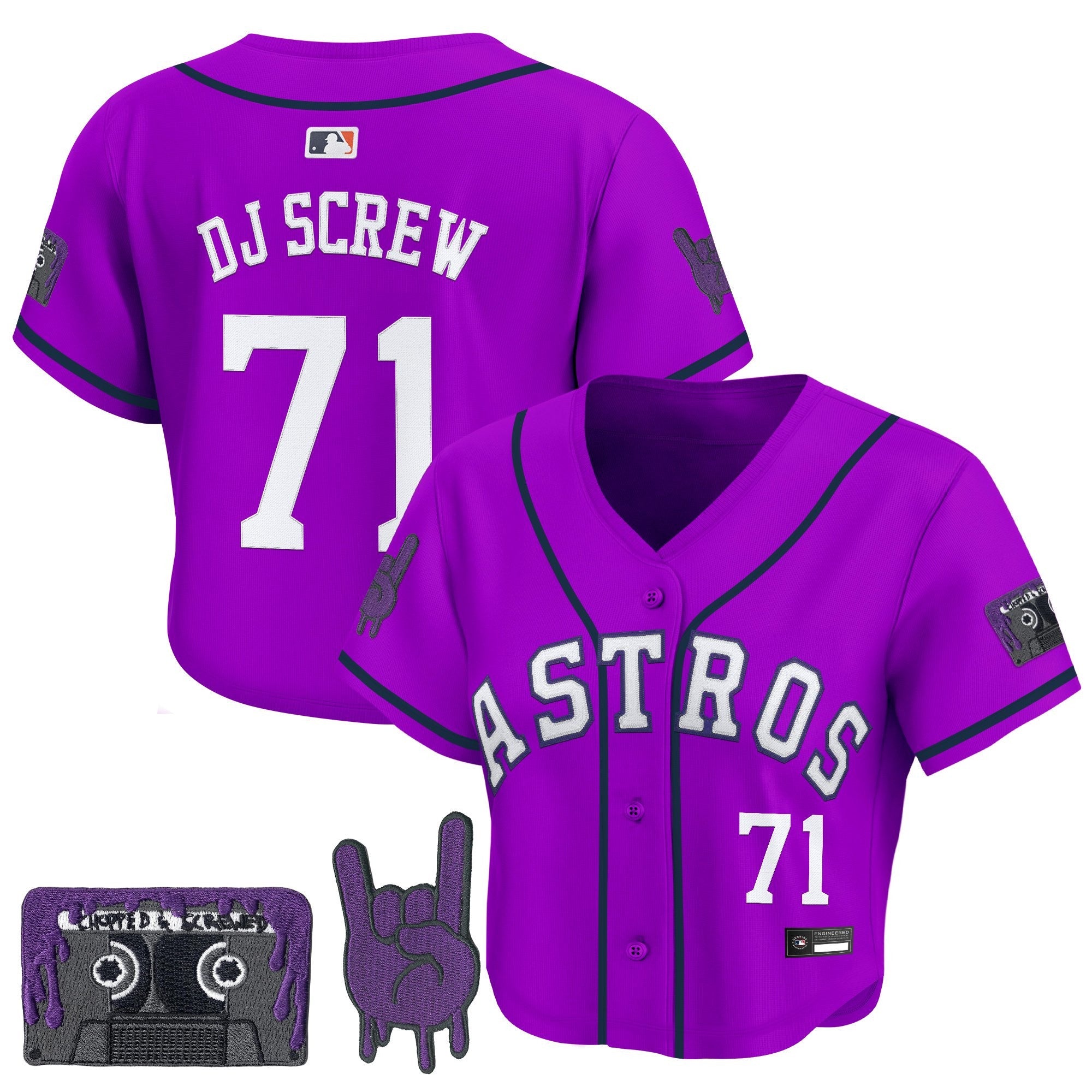 Women’s DJ Screw Patch Crop top Baseball Jersey