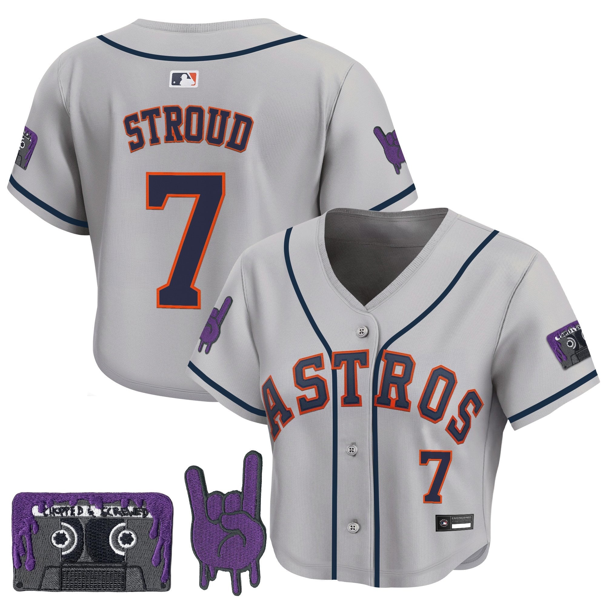 Women’s DJ Screw Patch Crop top Baseball Jersey