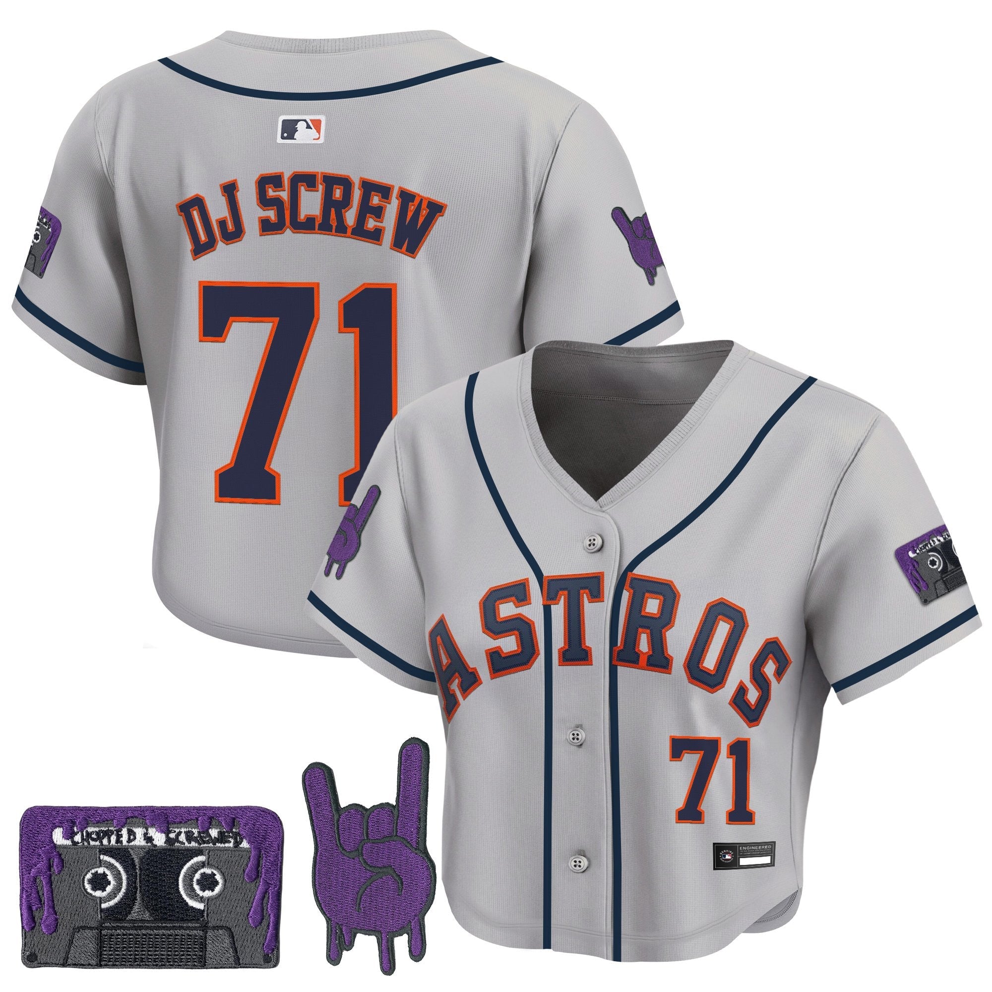 Women’s DJ Screw Patch Crop top Baseball Jersey