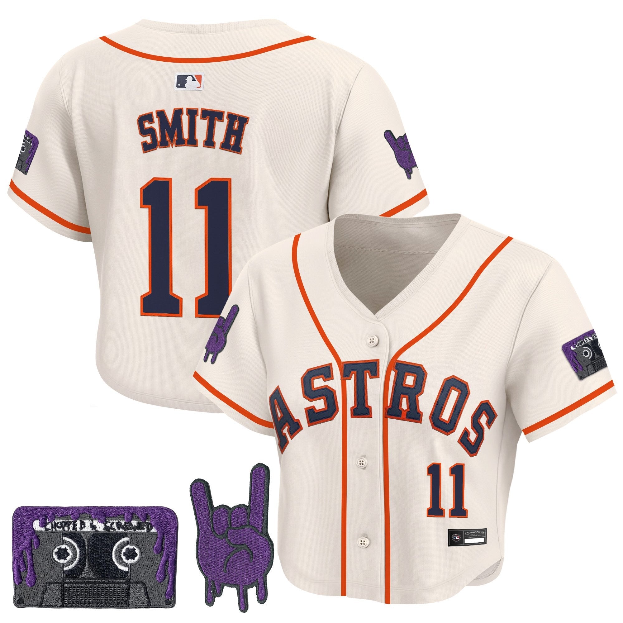 Women’s DJ Screw Patch Crop top Baseball Jersey