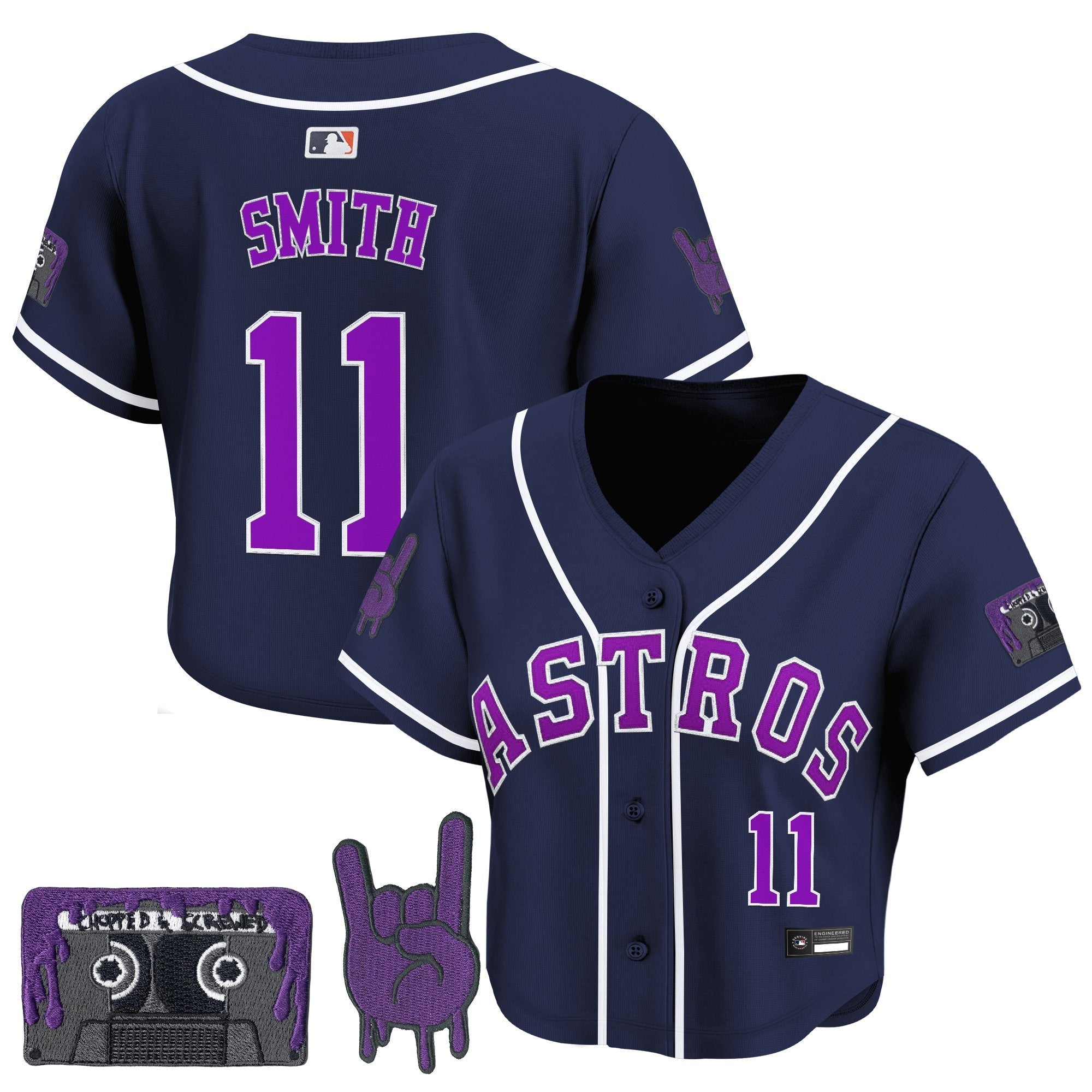 Women’s DJ Screw Patch Crop top Baseball Jersey