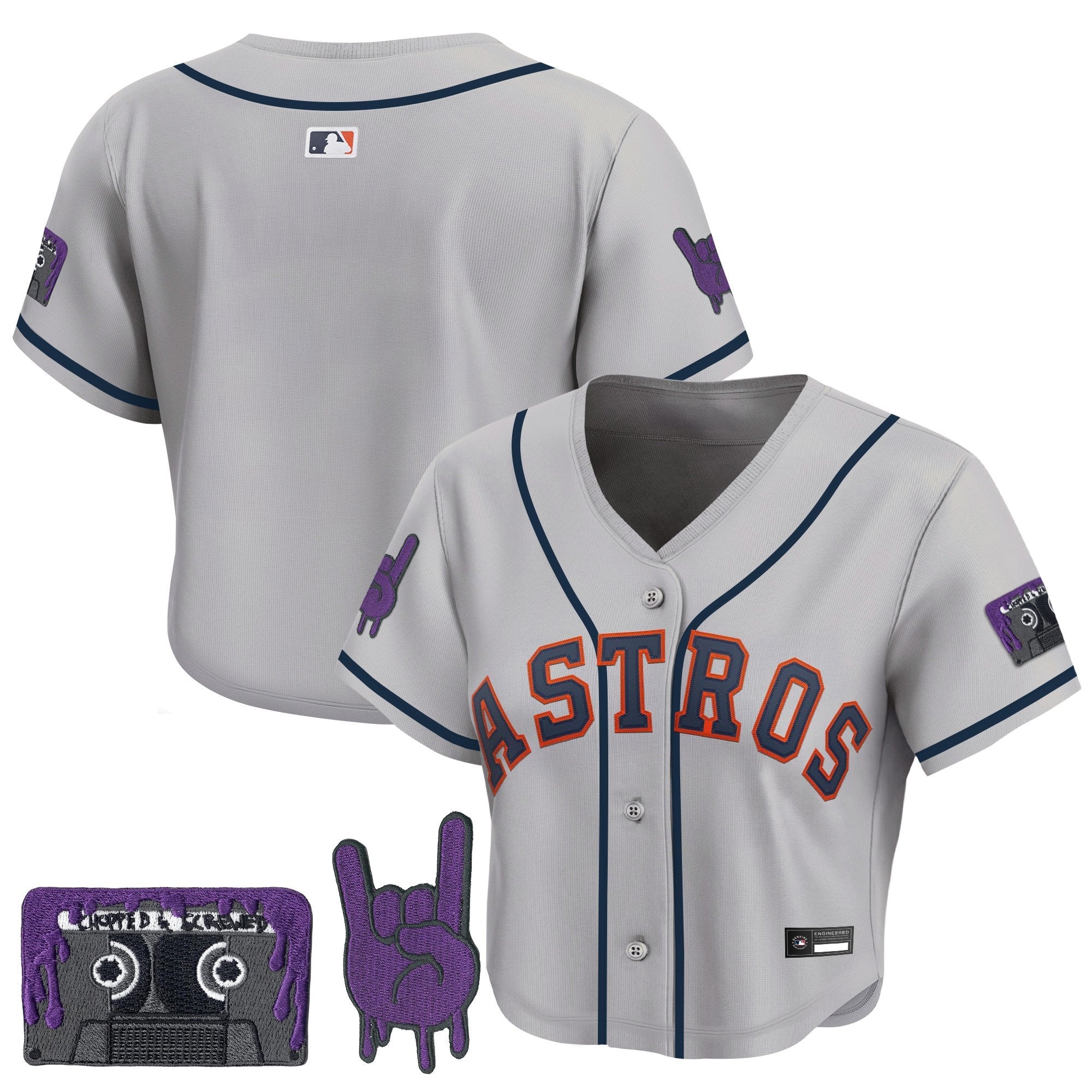 Women’s DJ Screw Patch Crop top Baseball Jersey