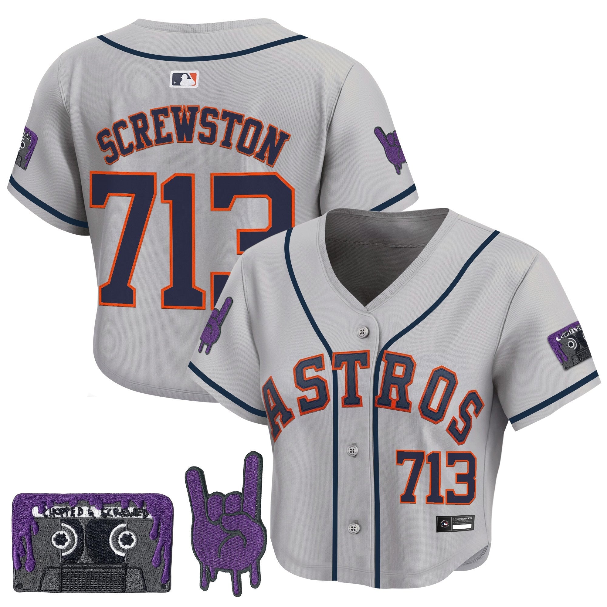 Women’s DJ Screw Patch Crop top Baseball Jersey