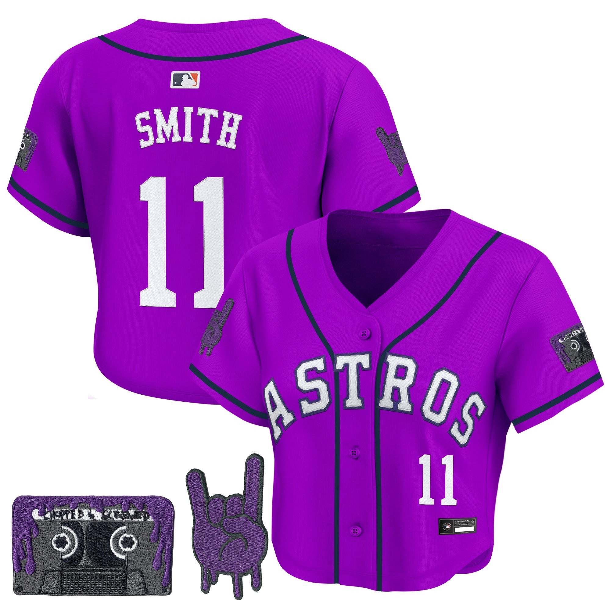 Women’s DJ Screw Patch Crop top Baseball Jersey