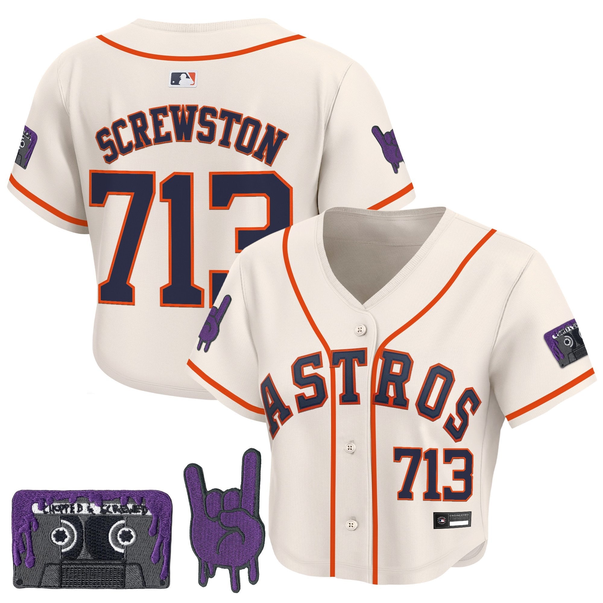 Women’s DJ Screw Patch Crop top Baseball Jersey