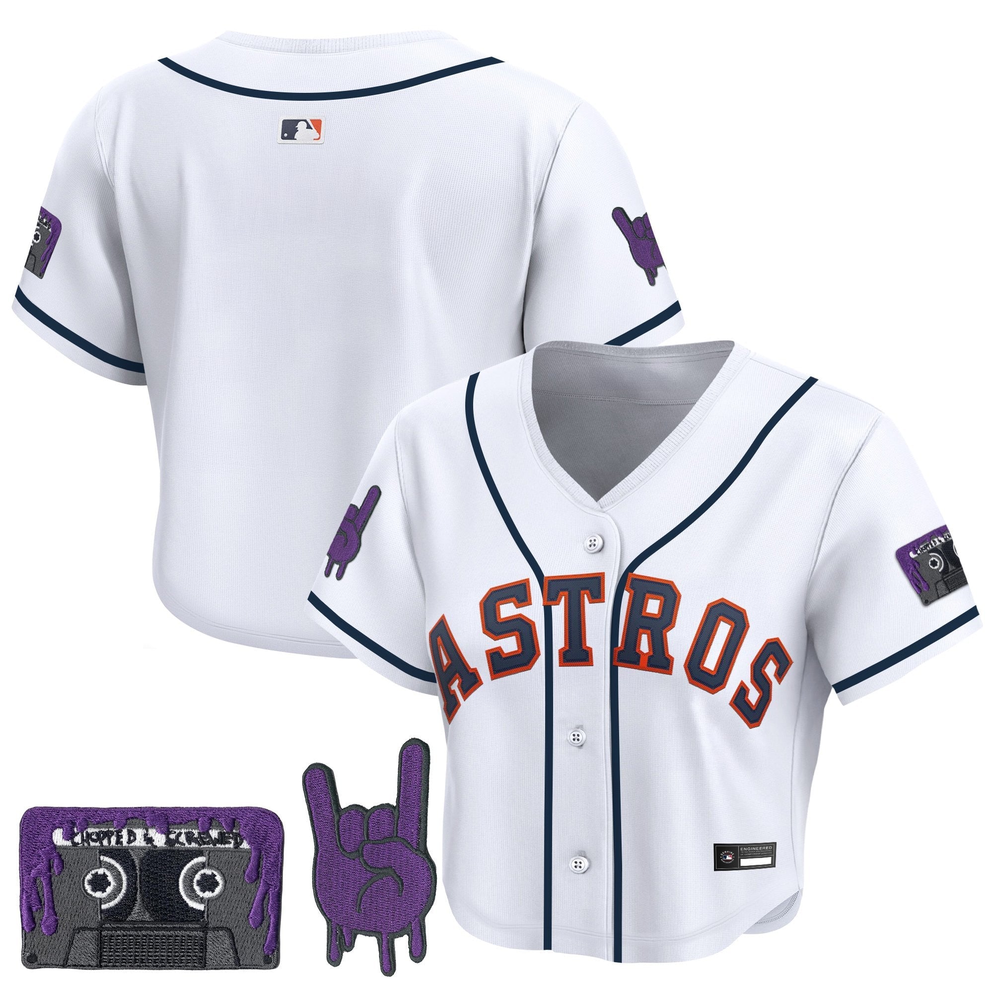 Women’s DJ Screw Patch Crop top Baseball Jersey