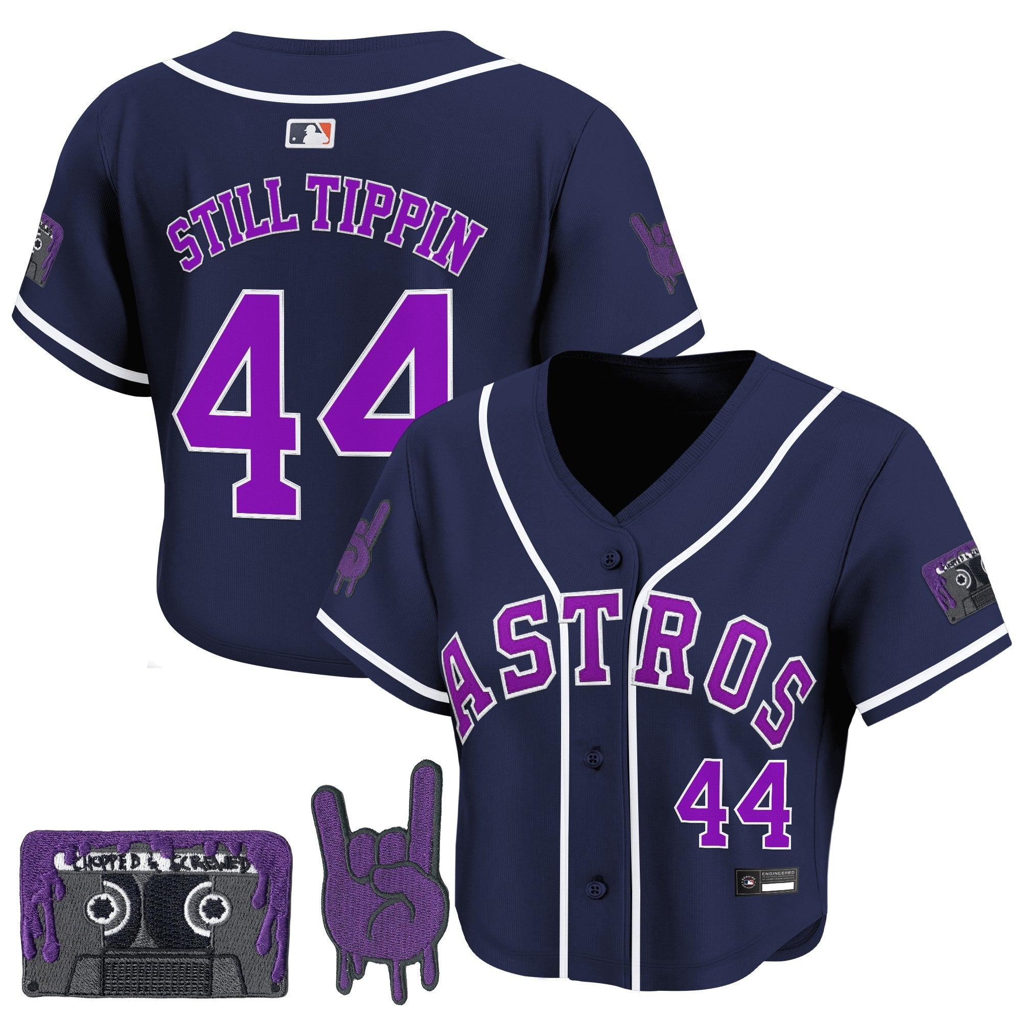 Women’s DJ Screw Patch Crop top Baseball Jersey