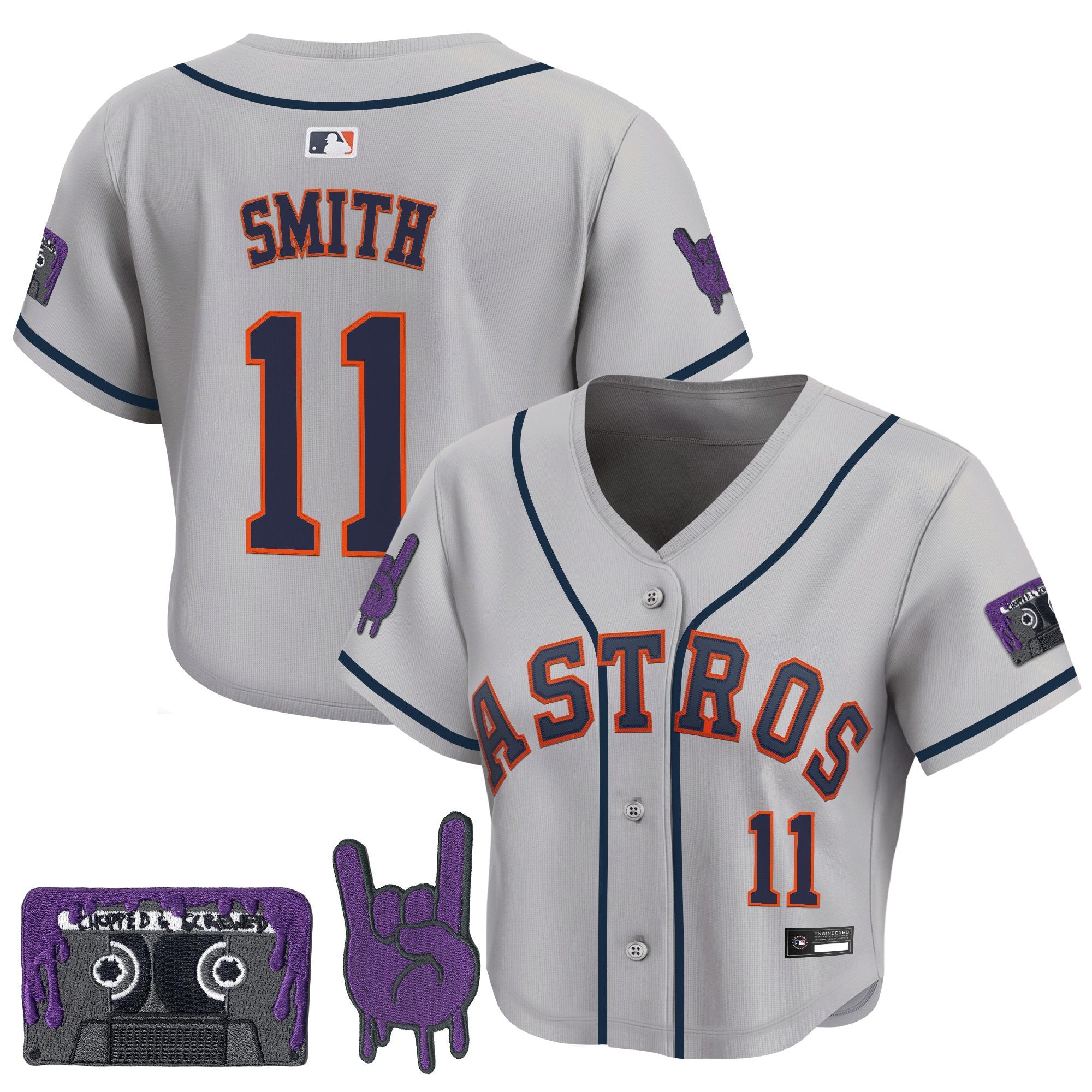 Women’s DJ Screw Patch Crop top Baseball Jersey