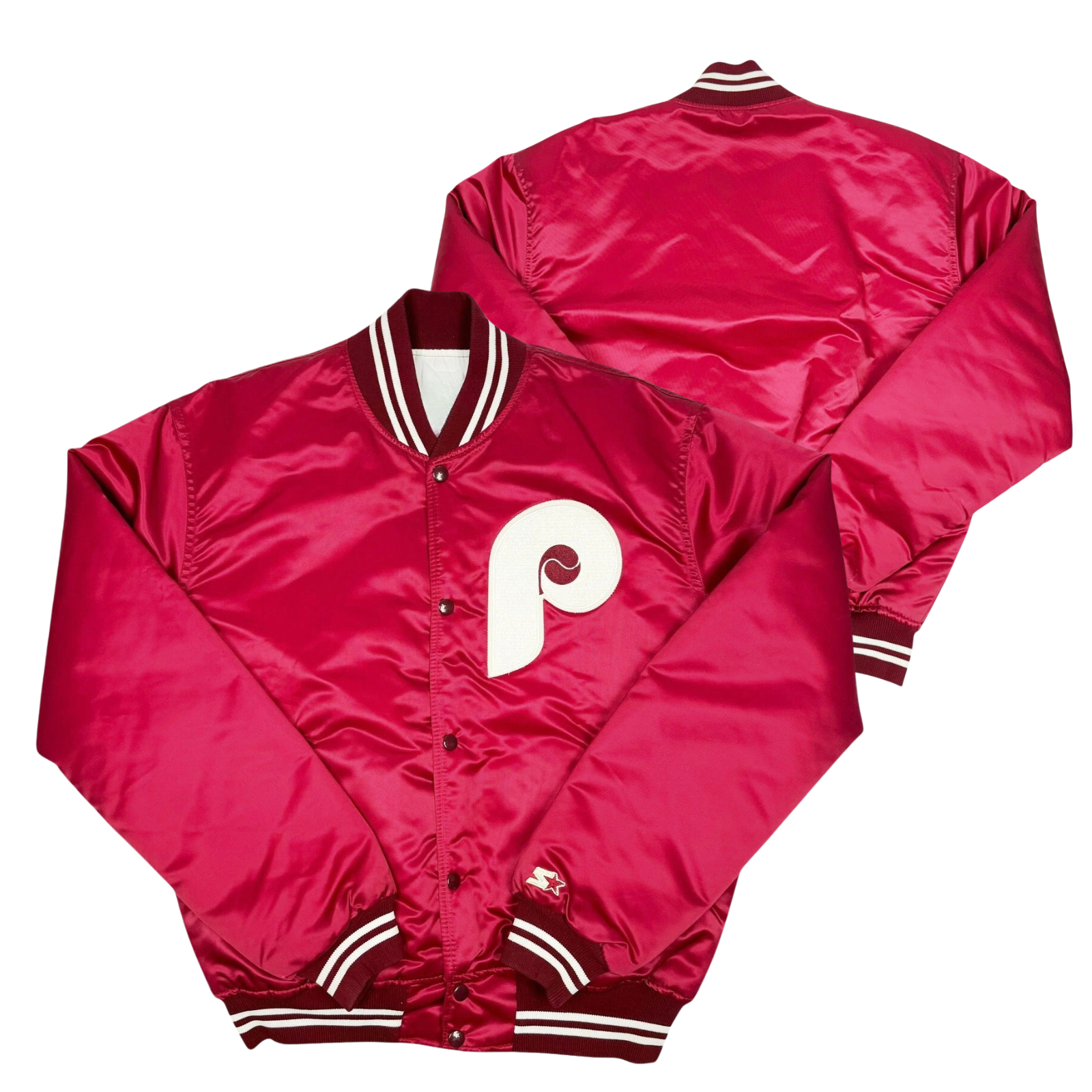 Phillies Throwback Satin Bomber – (Pre order Ships in 3-6 weeks)