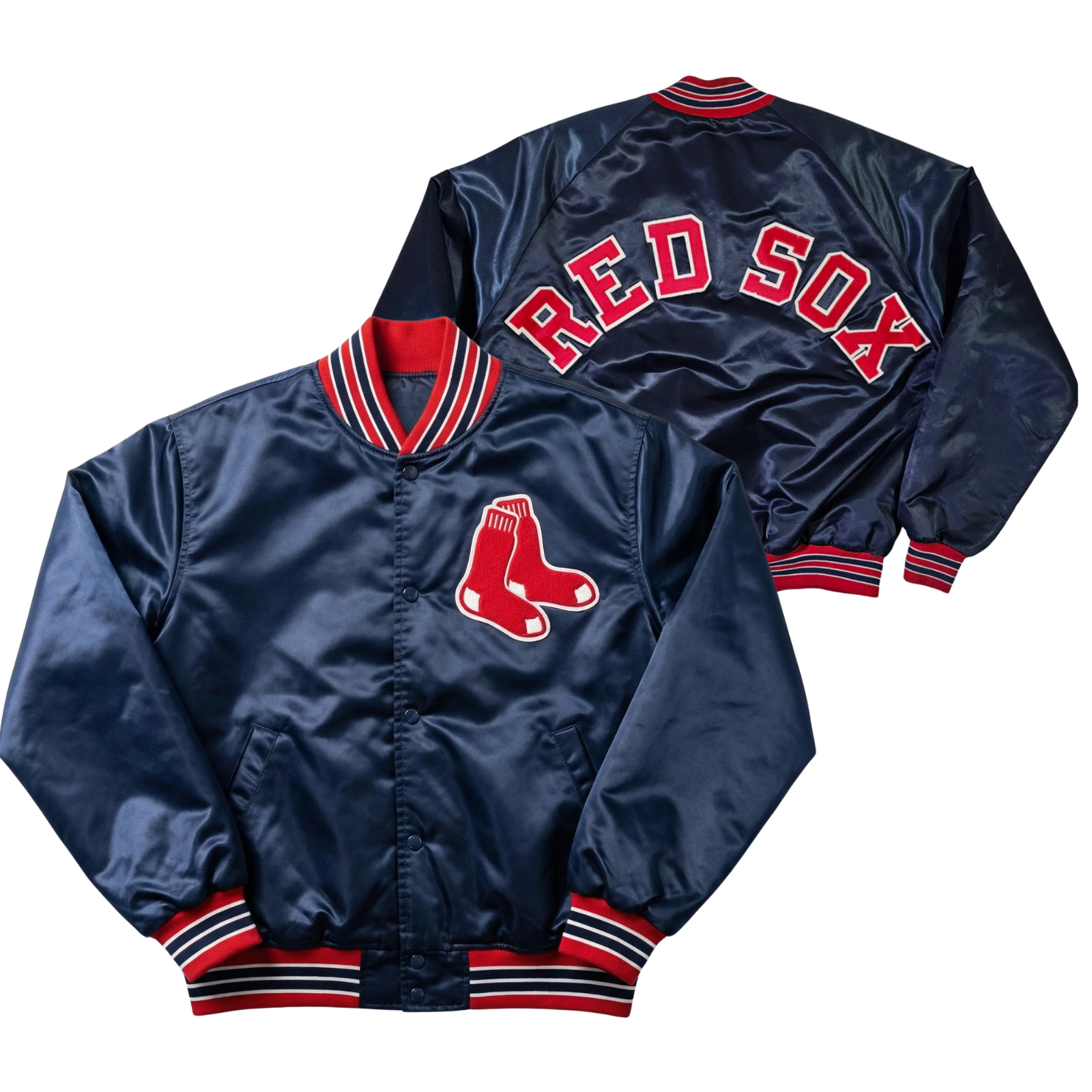 Redsox Throwback Satin Bomber – (Pre order Ships in 3-6 weeks)