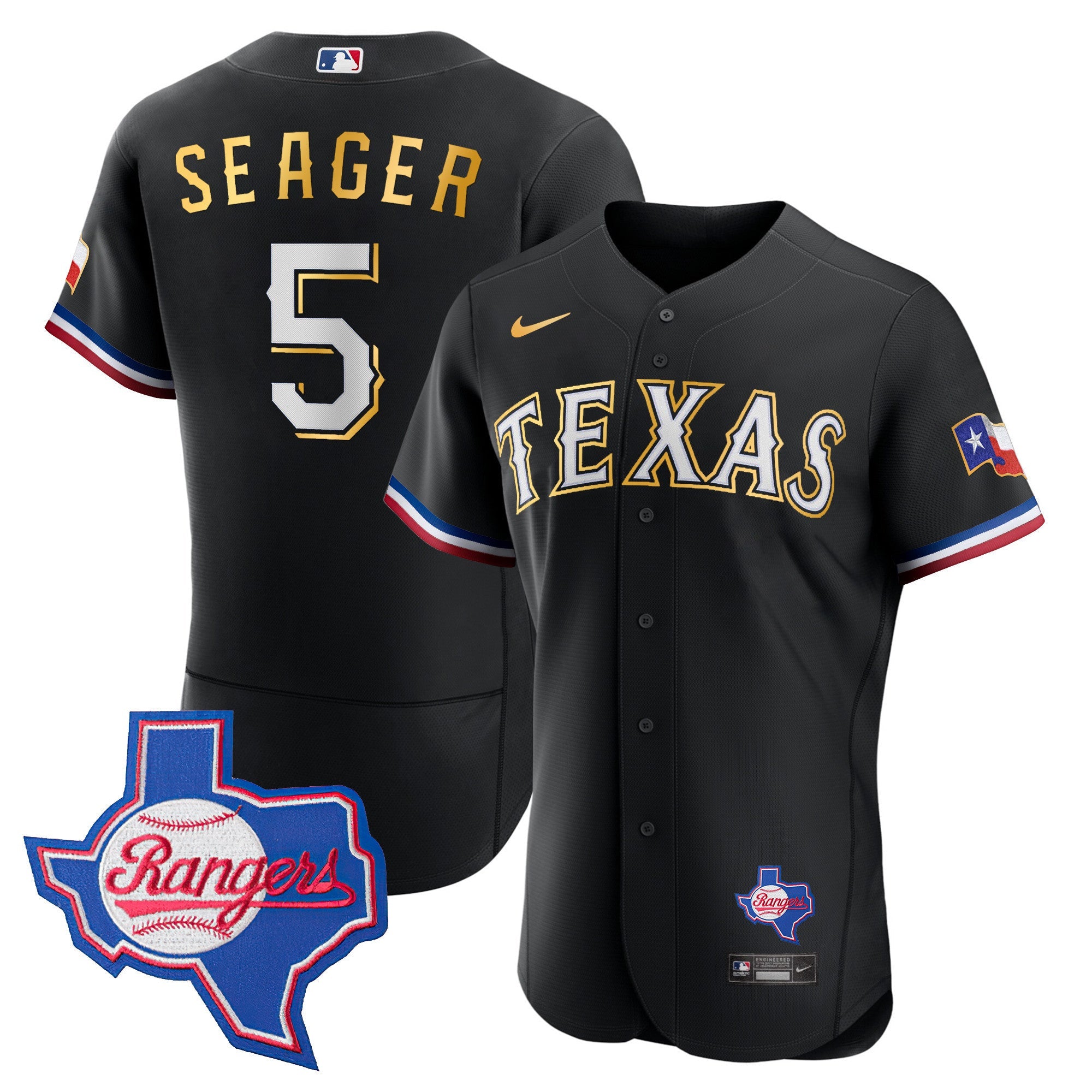 Men’s Texas Gold Trim Flex Base Jersey – Texas Patch