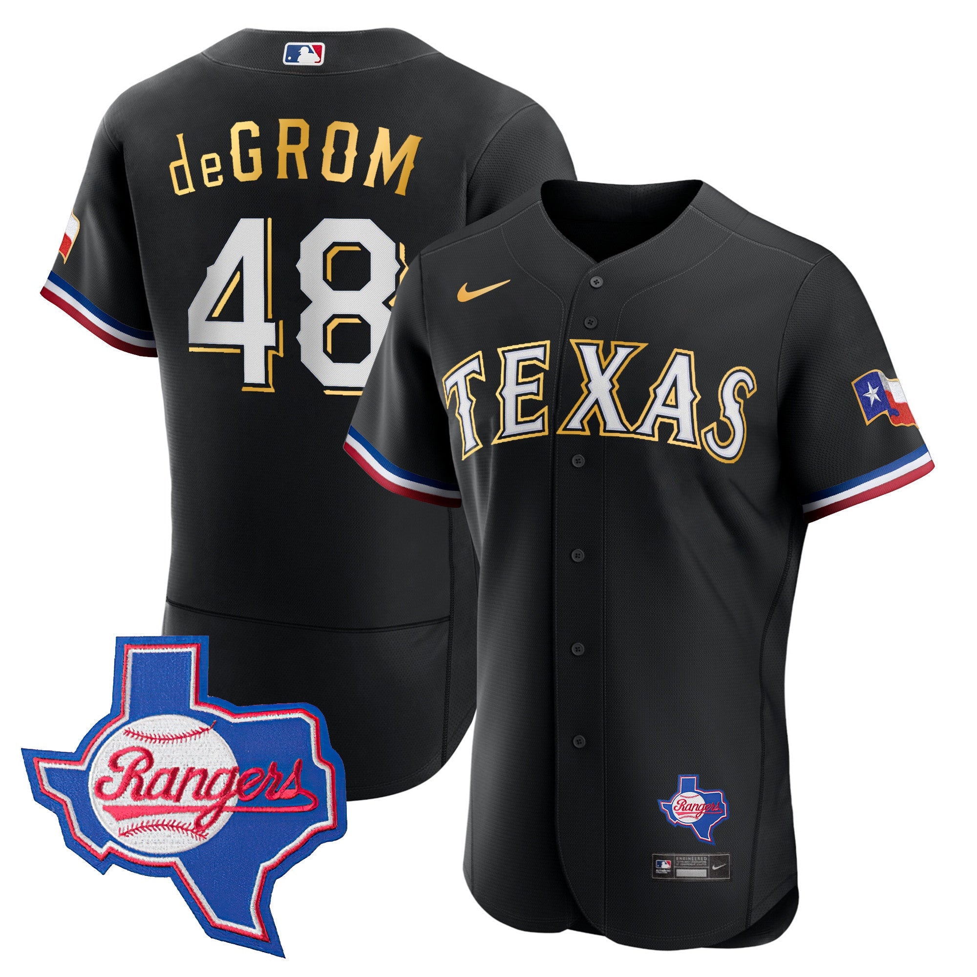 Men’s Texas Gold Trim Flex Base Jersey – Texas Patch