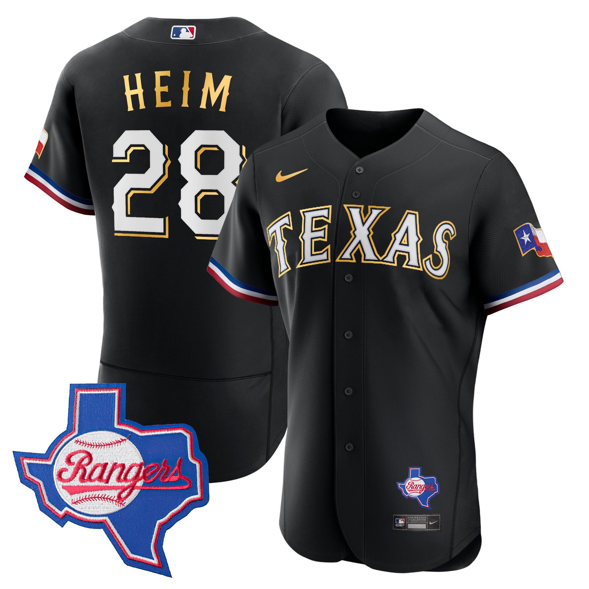 Men’s Texas Gold Trim Flex Base Jersey – Texas Patch