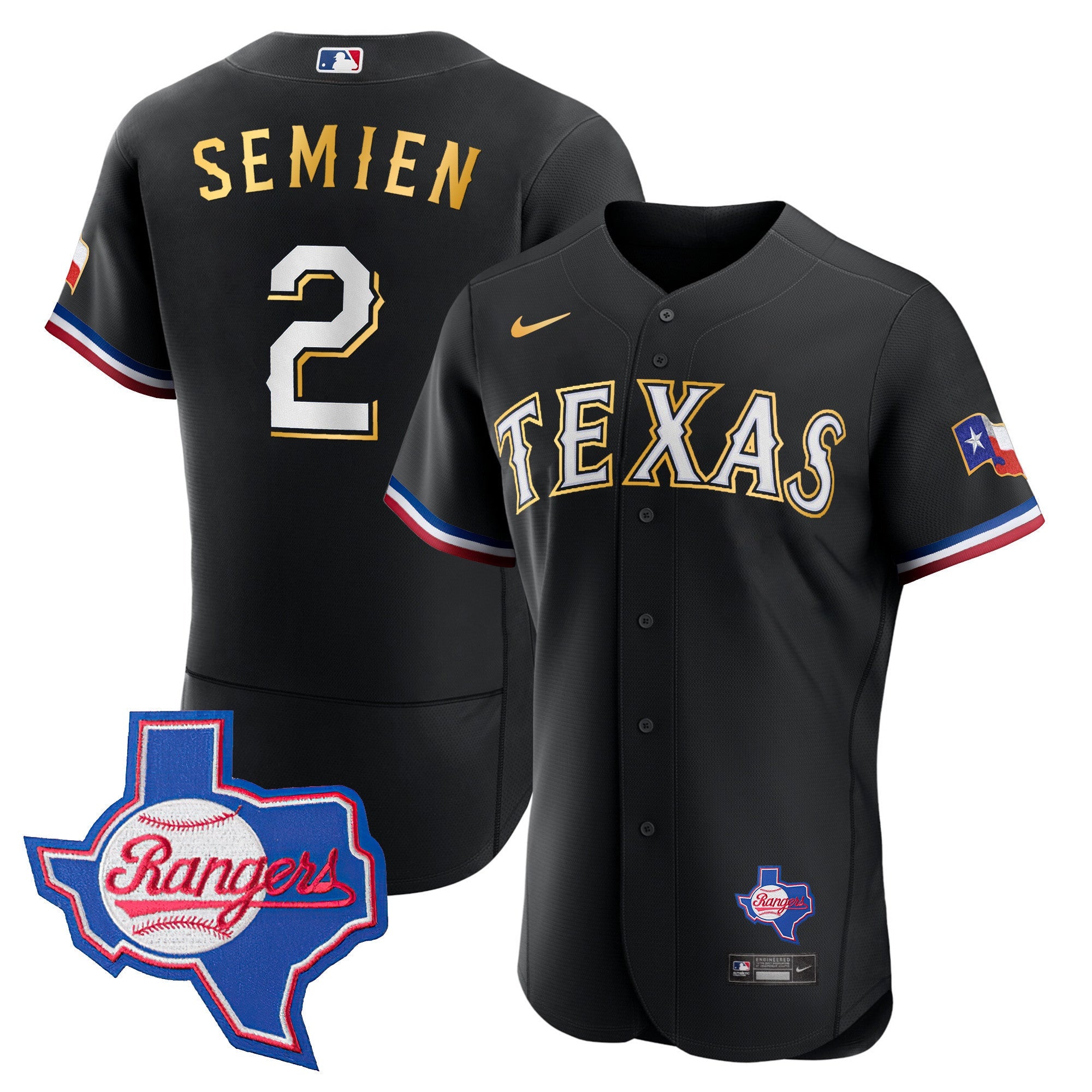 Men’s Texas Gold Trim Flex Base Jersey – Texas Patch