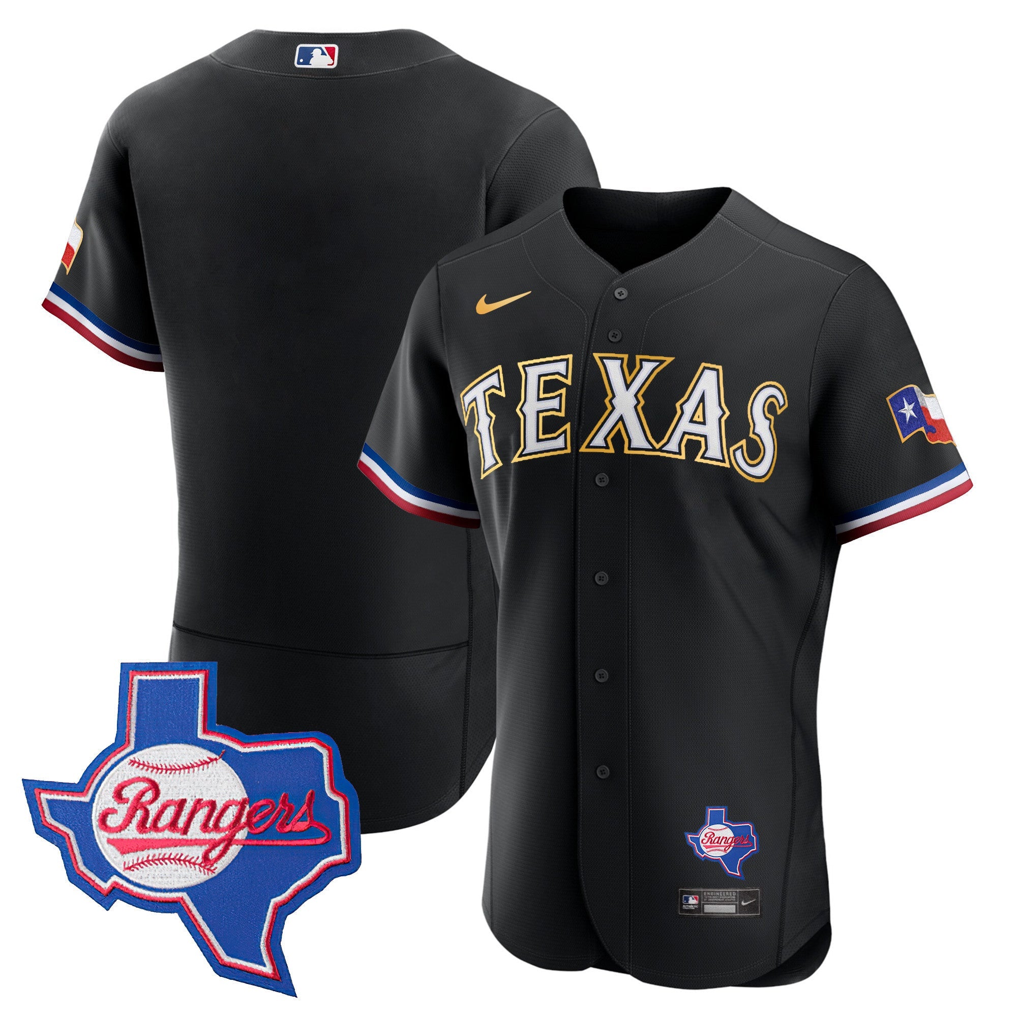 Men’s Texas Gold Trim Flex Base Jersey – Texas Patch