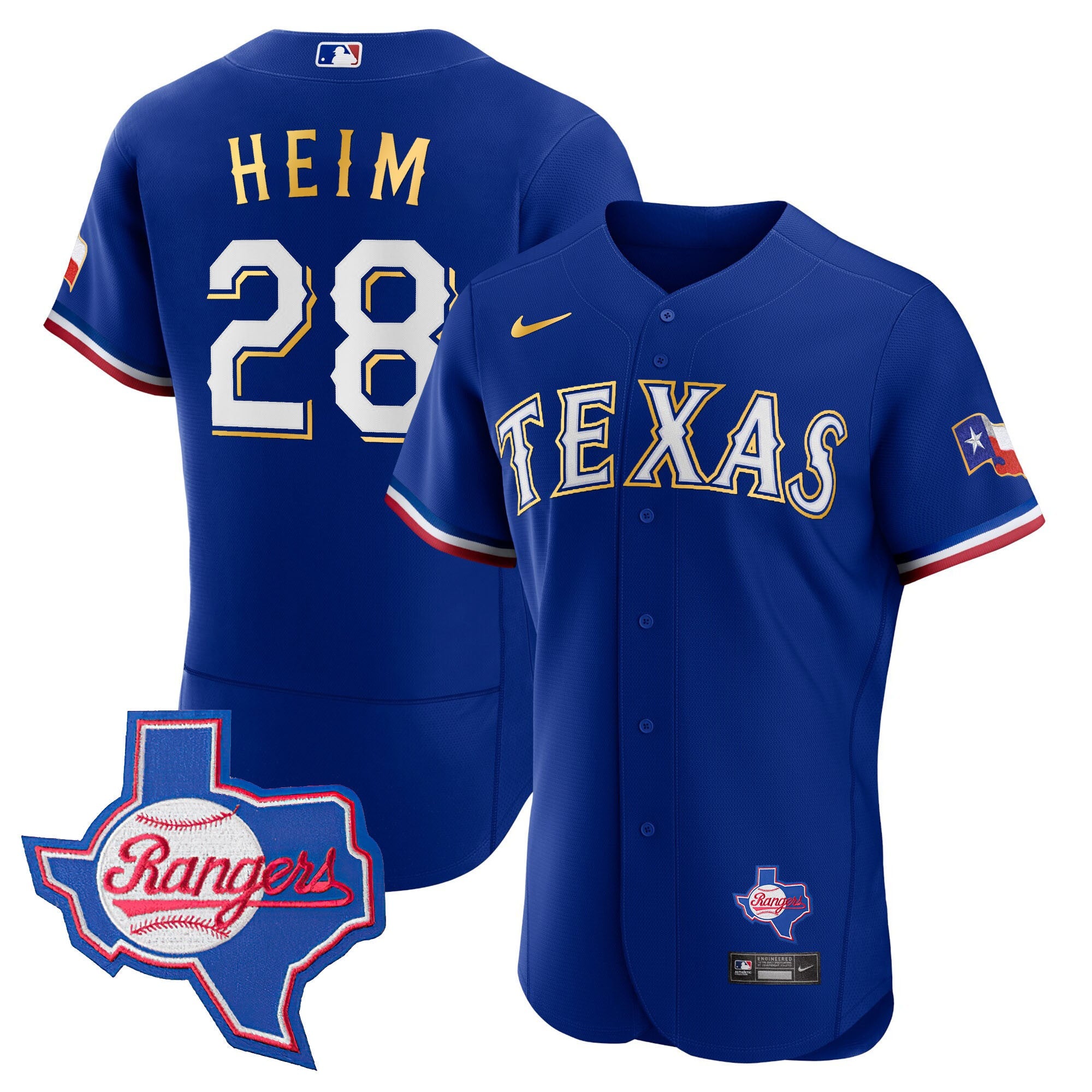 Men’s Texas Gold Trim Flex Base Jersey – Texas Patch