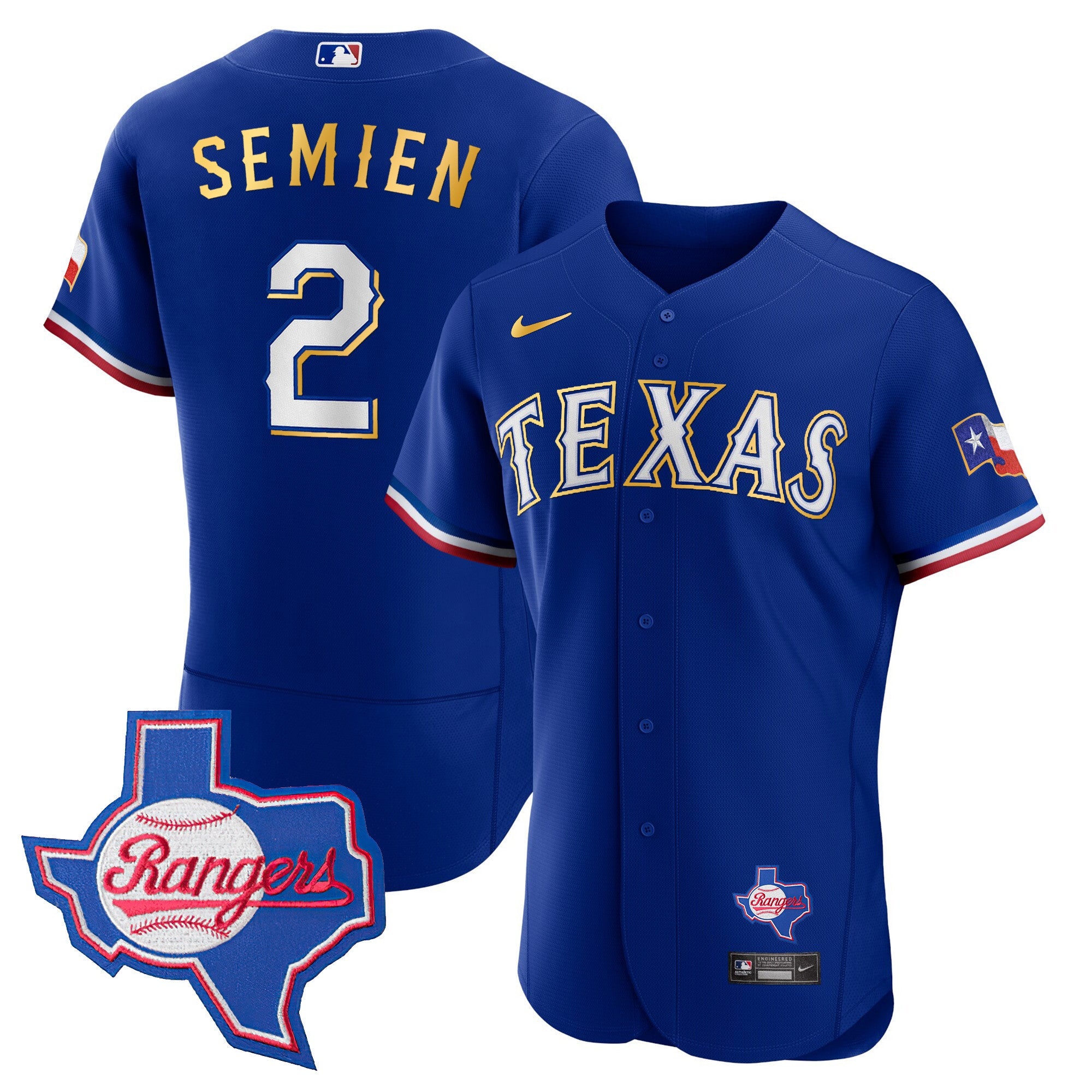 Men’s Texas Gold Trim Flex Base Jersey – Texas Patch