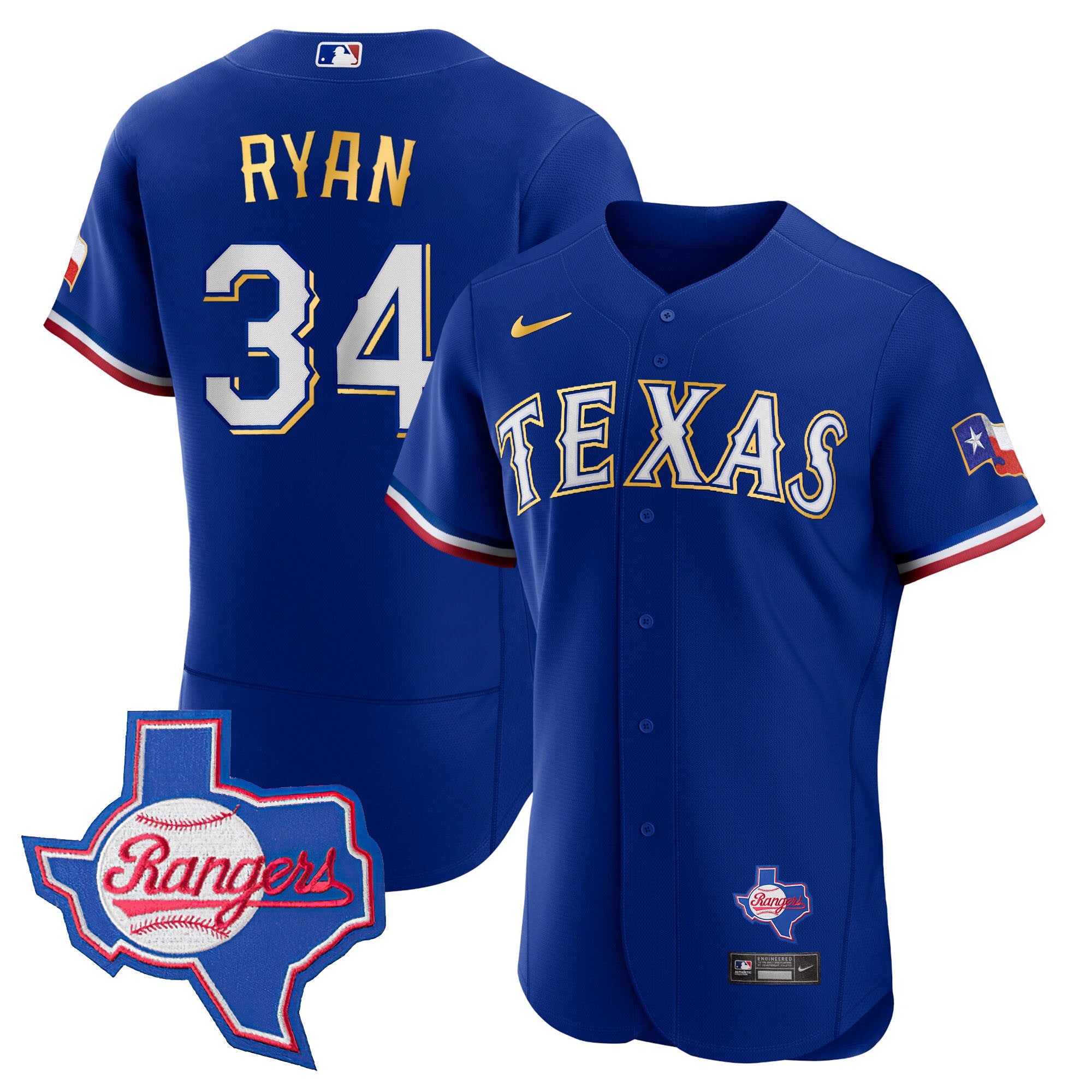 Men’s Texas Gold Trim Flex Base Jersey – Texas Patch