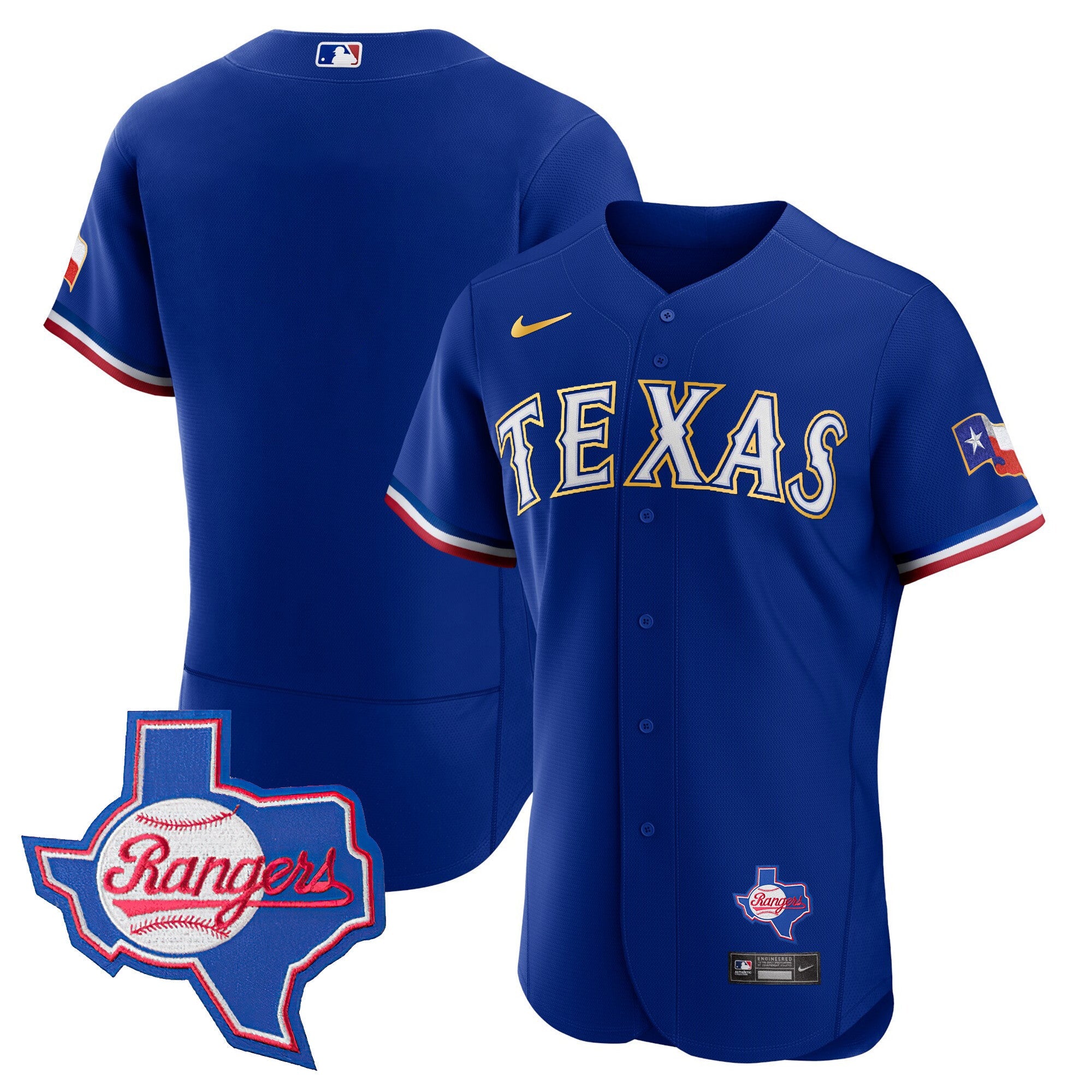 Men’s Texas Gold Trim Flex Base Jersey – Texas Patch