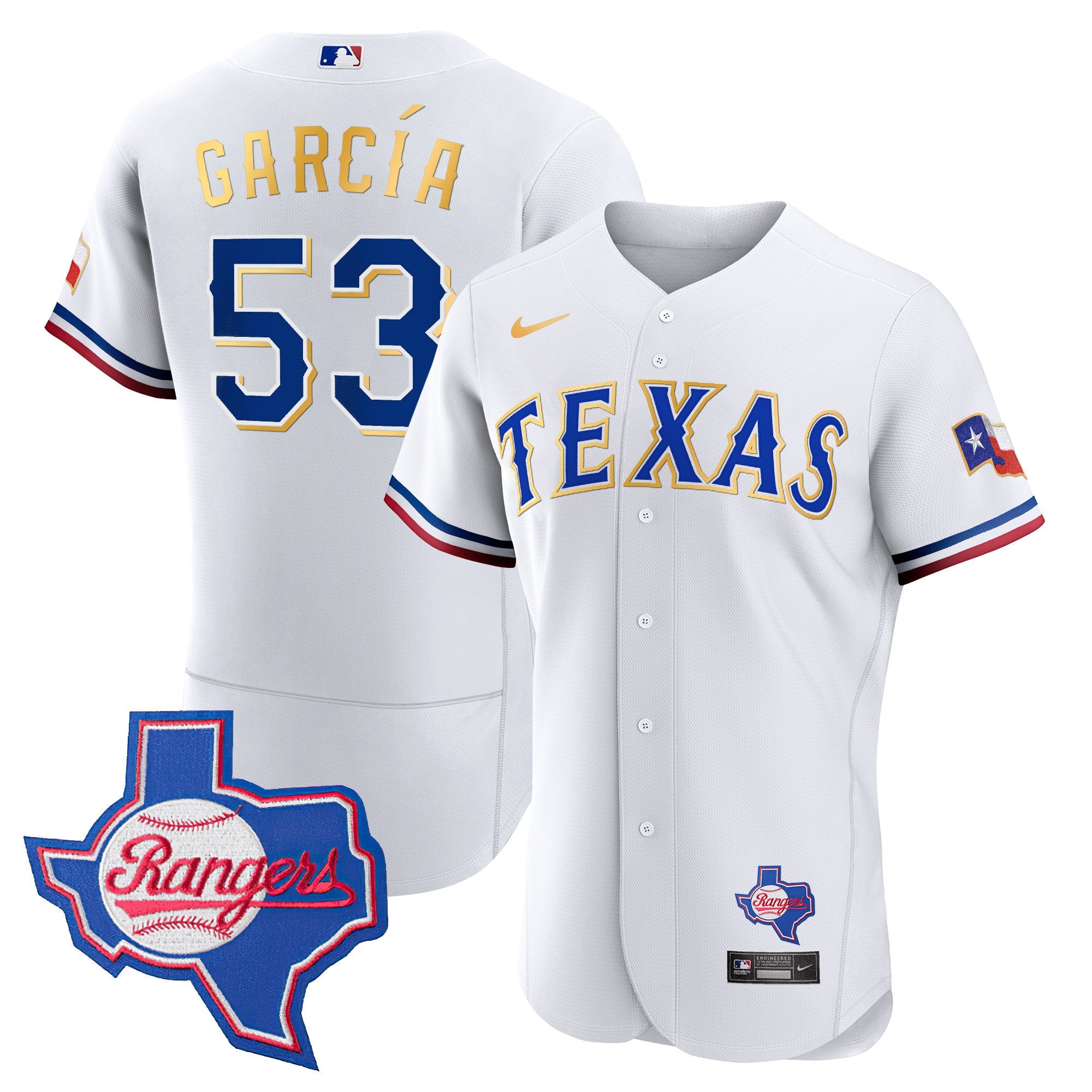 Men’s Texas Gold Trim Flex Base Jersey – Texas Patch
